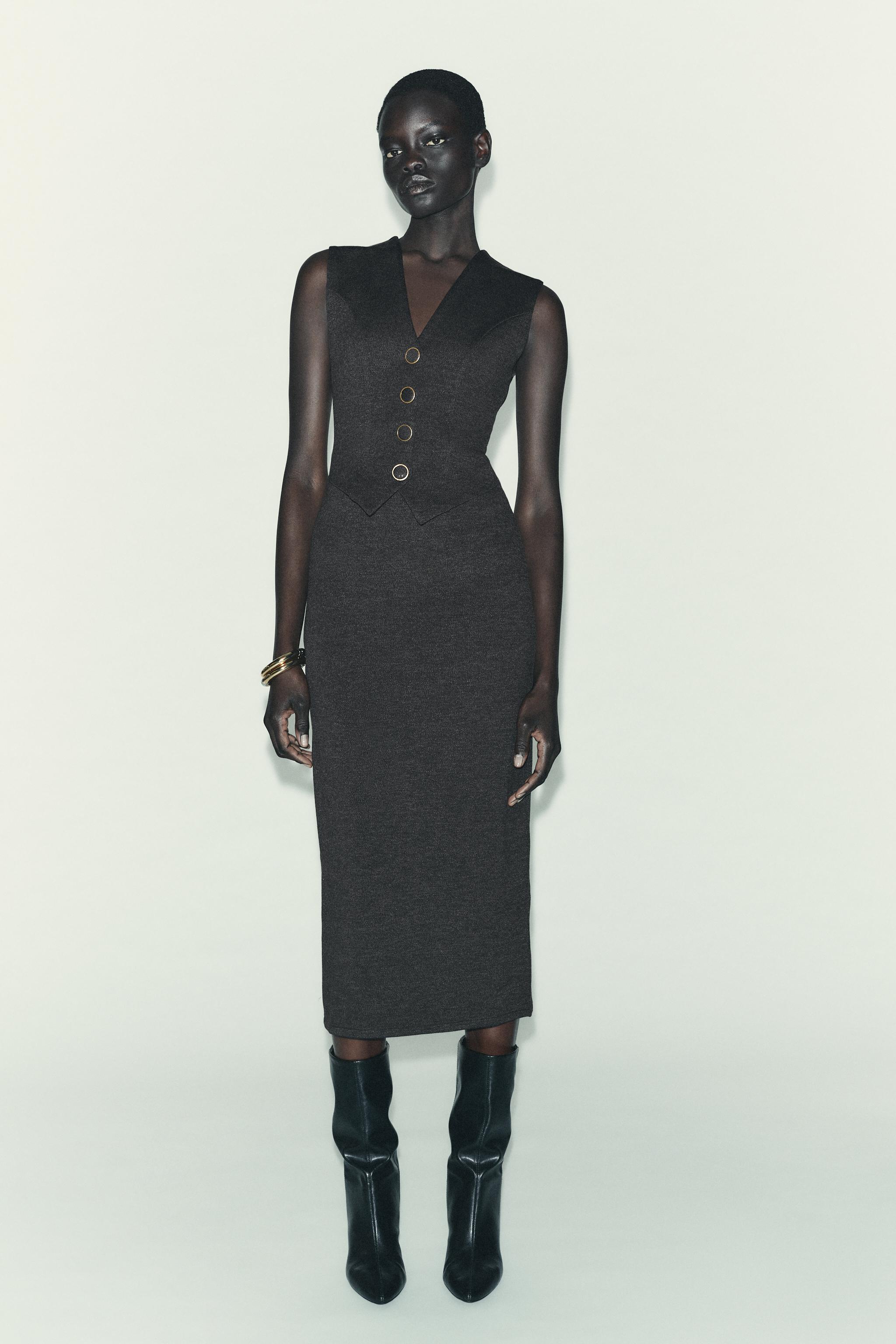 BUTTON MIDI DRESS