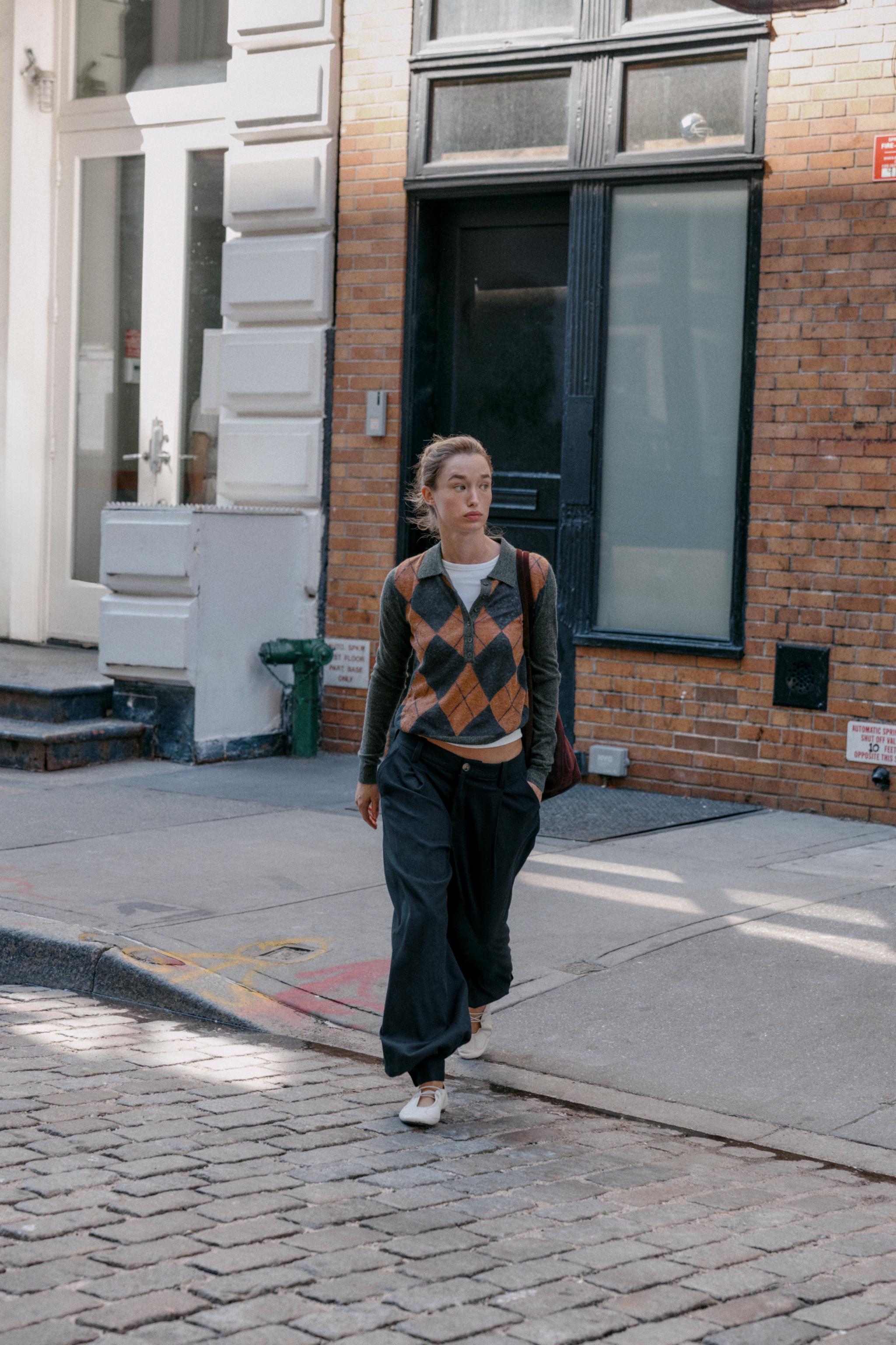 RHOMBUS KNIT POLO JUMPER