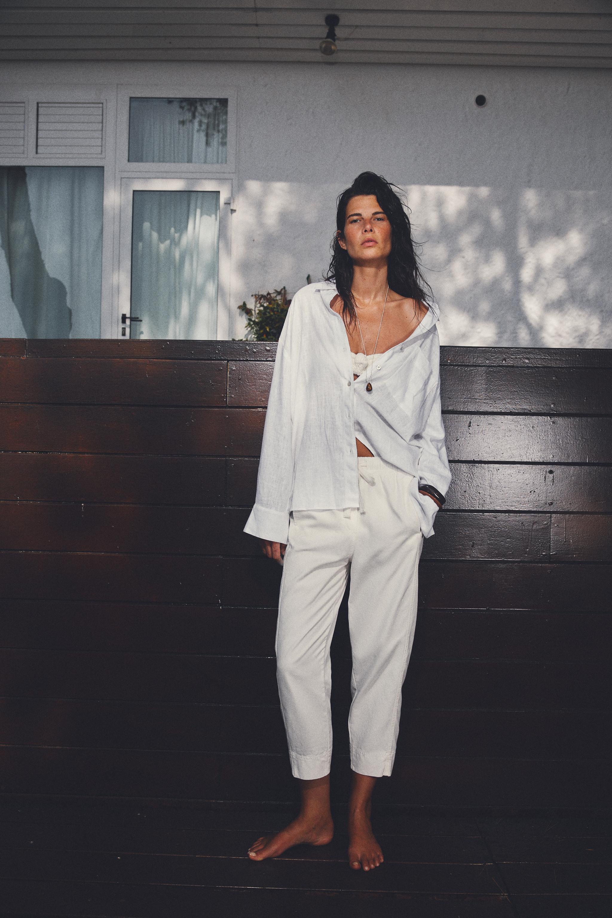 COTTON TROUSERS WITH ELASTICATED WAIST