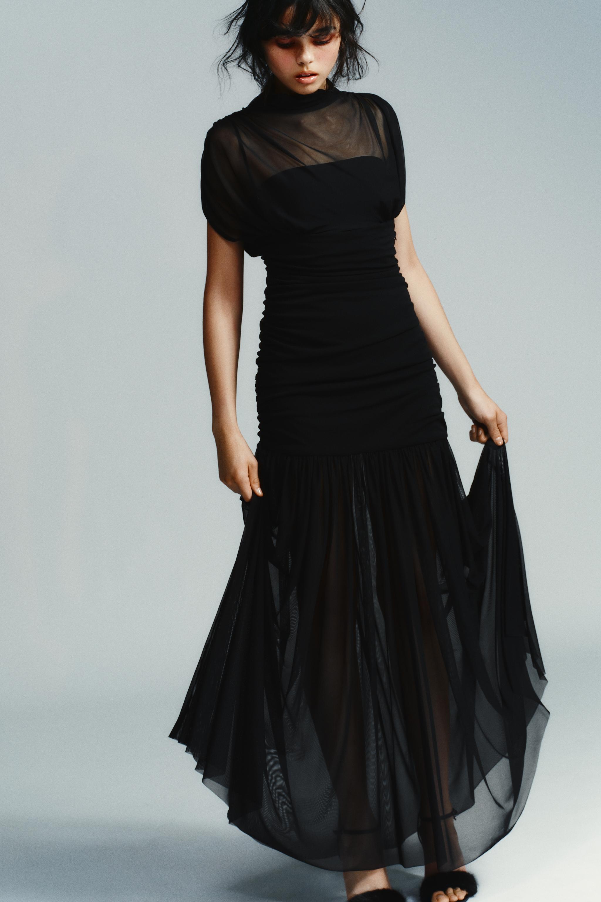 CONTRAST DRAPED MIDI DRESS