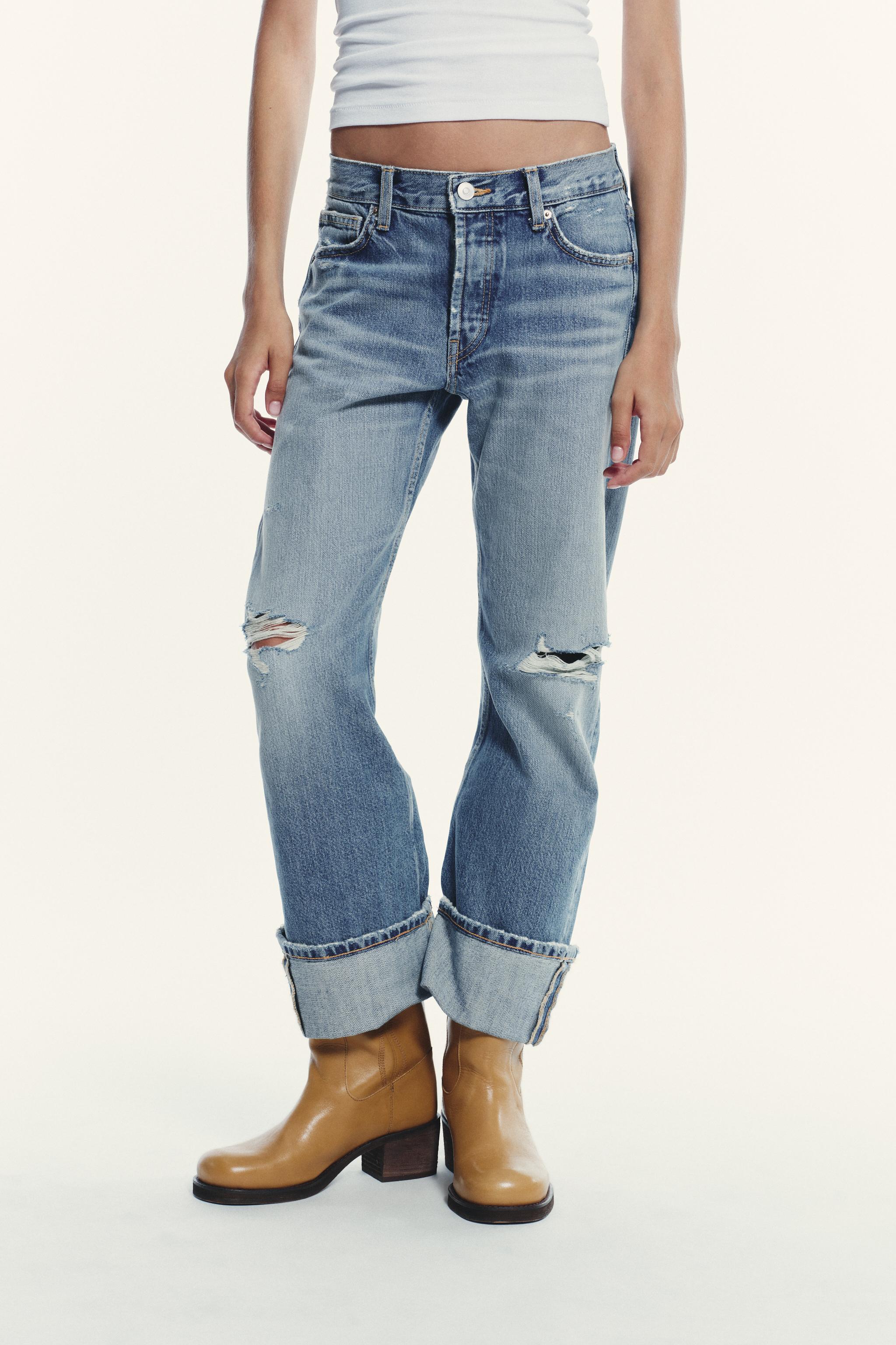 TRF RIPPED STRAIGHT MID-WAIST JEANS