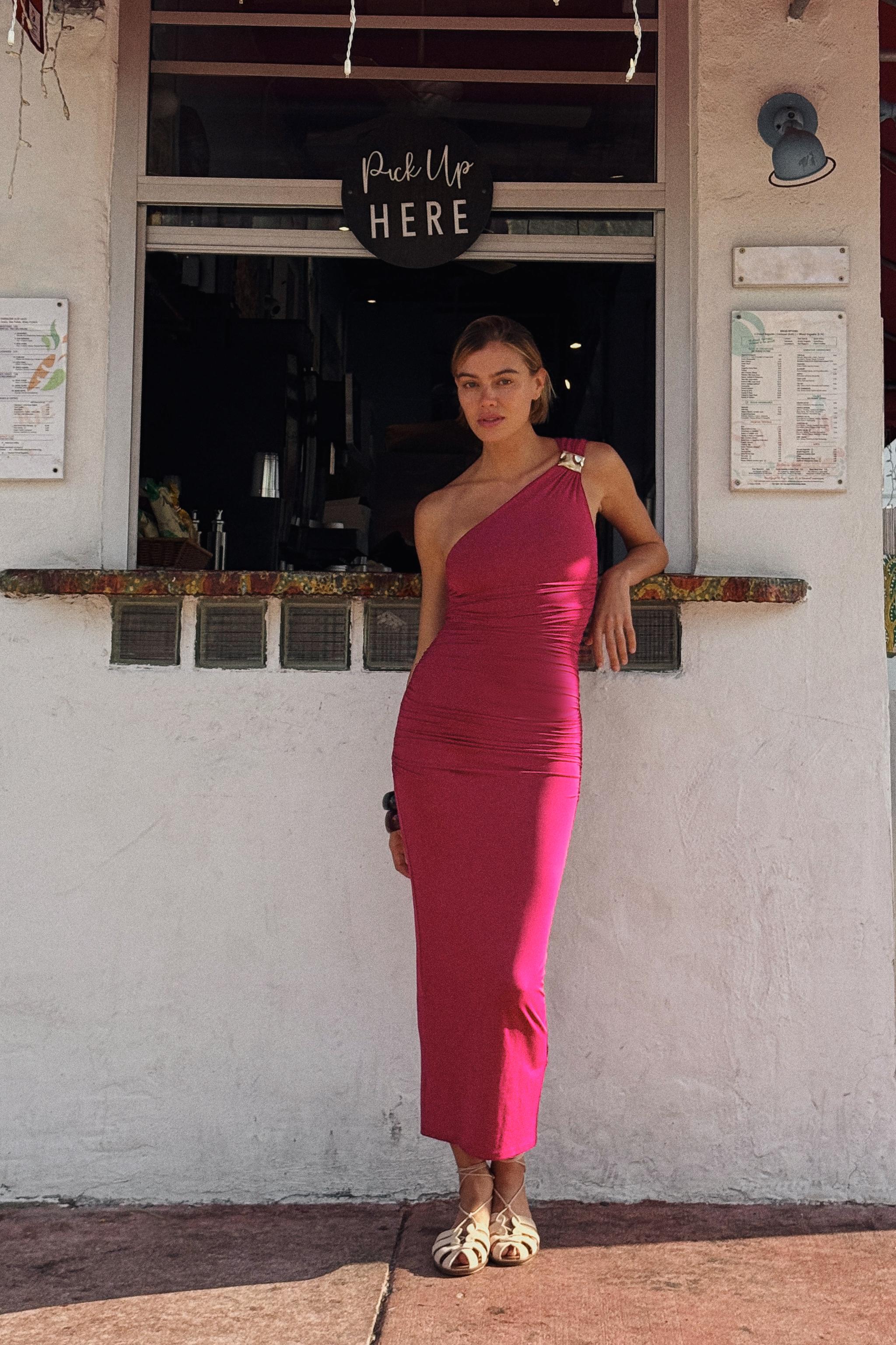 ASYMMETRIC DRAPED DRESS