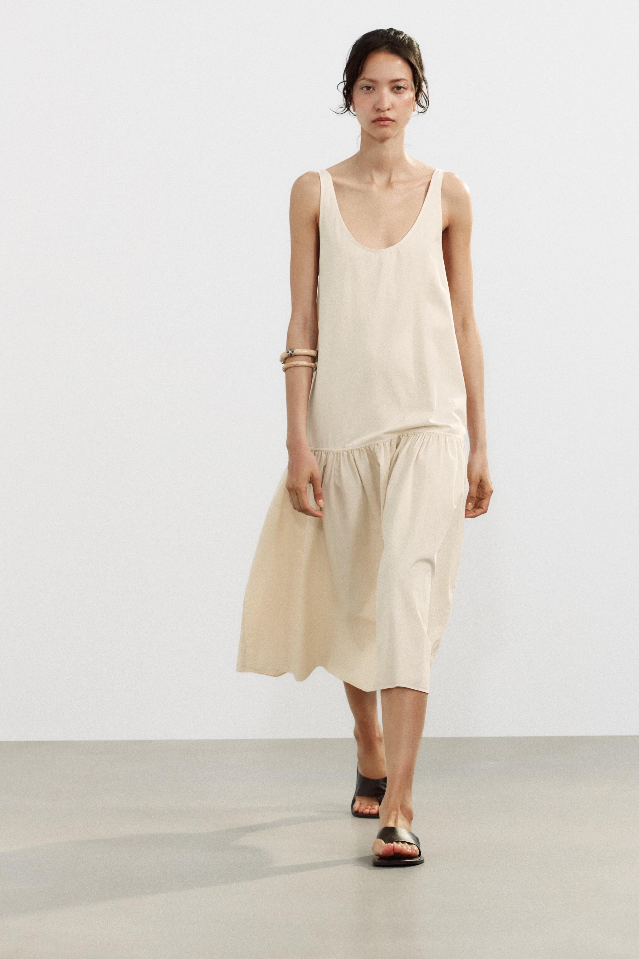GATHERED MIDI DRESS