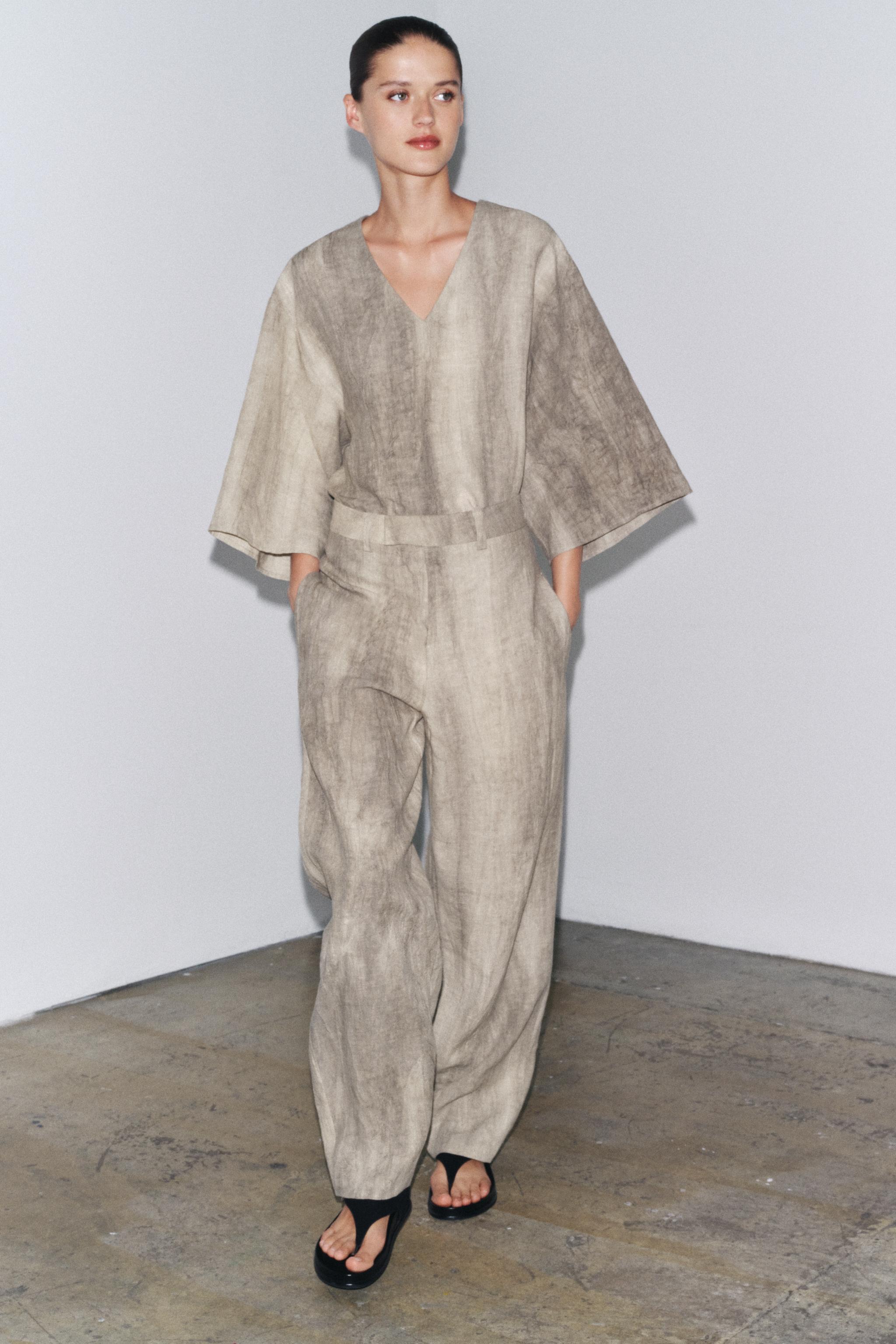 ZW COLLECTION 100% LINEN TIE-DYE TOP