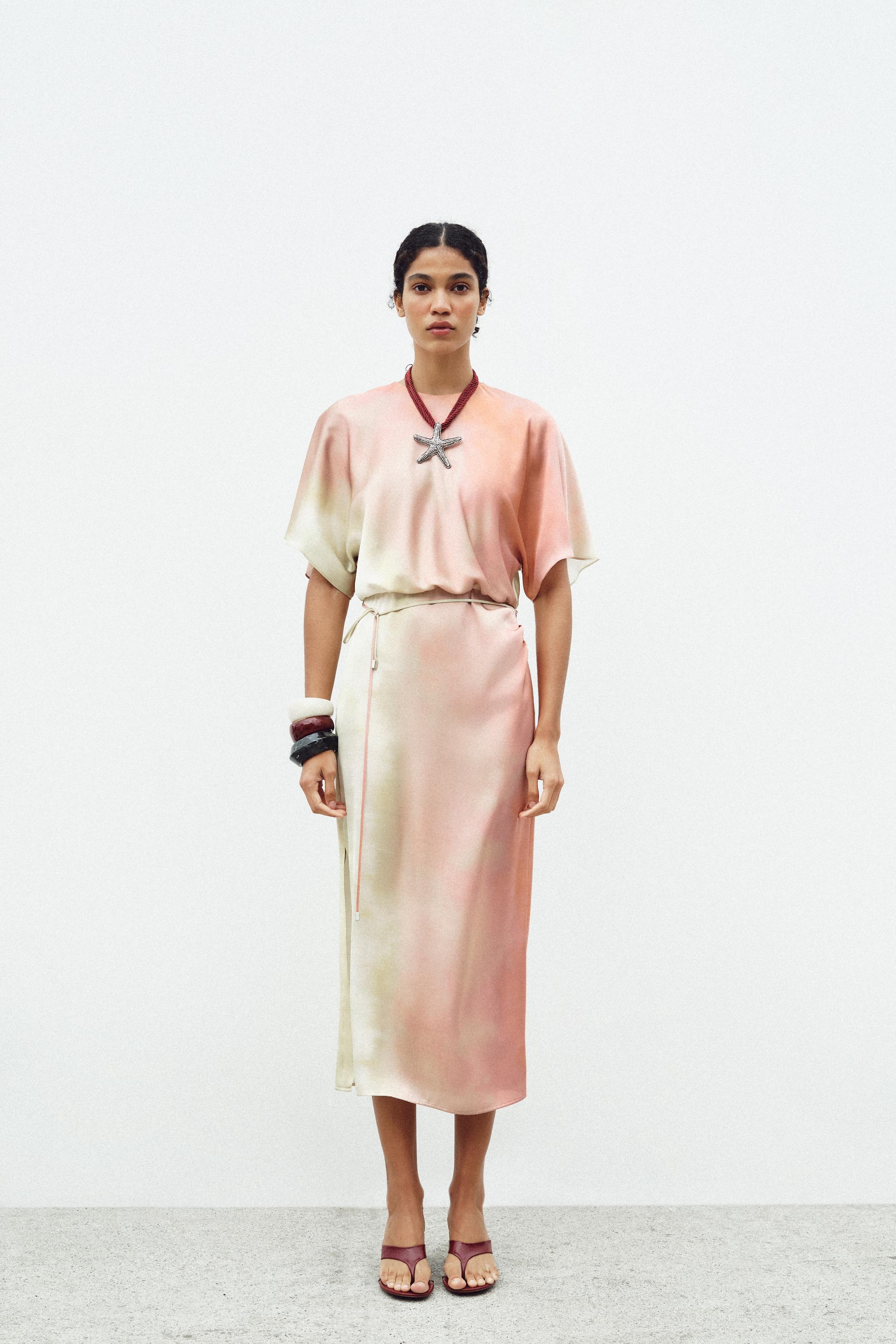 TIE-DYE PRINT MIDI DRESS
