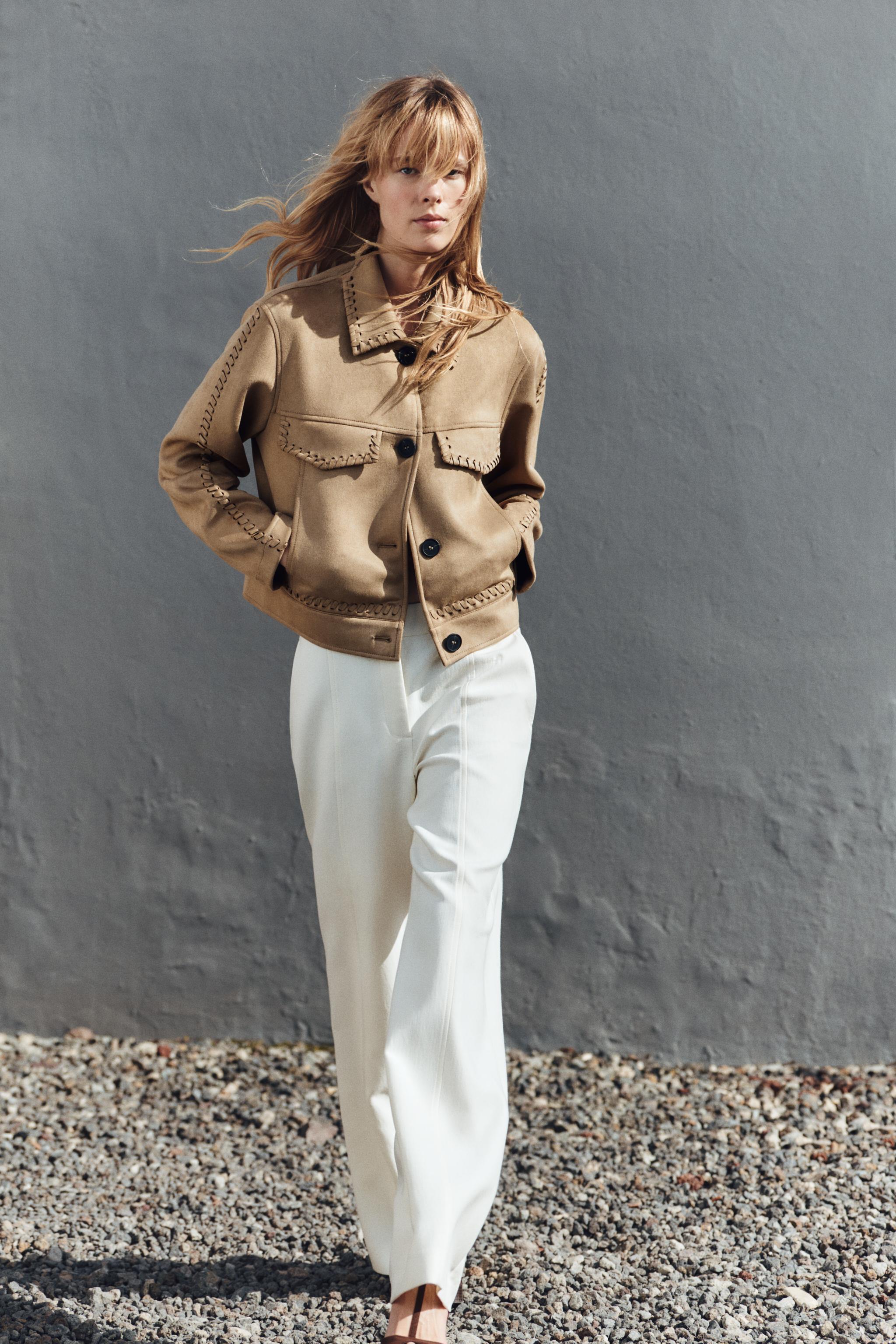 FAUX SUEDE JACKET WITH BRAIDED DETAILS