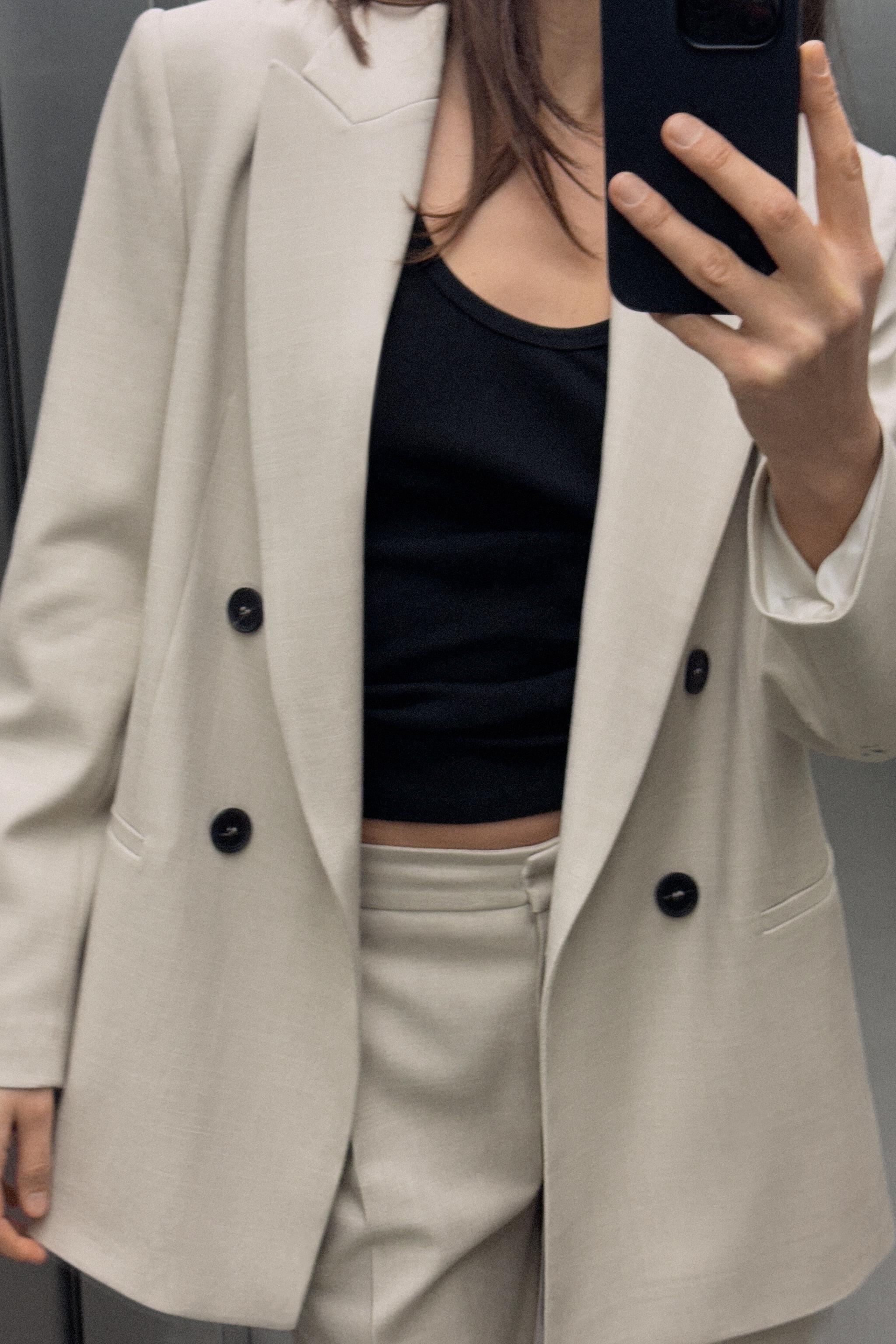 DOUBLE-BREASTED BLAZER WITH ELBOW PATCHES