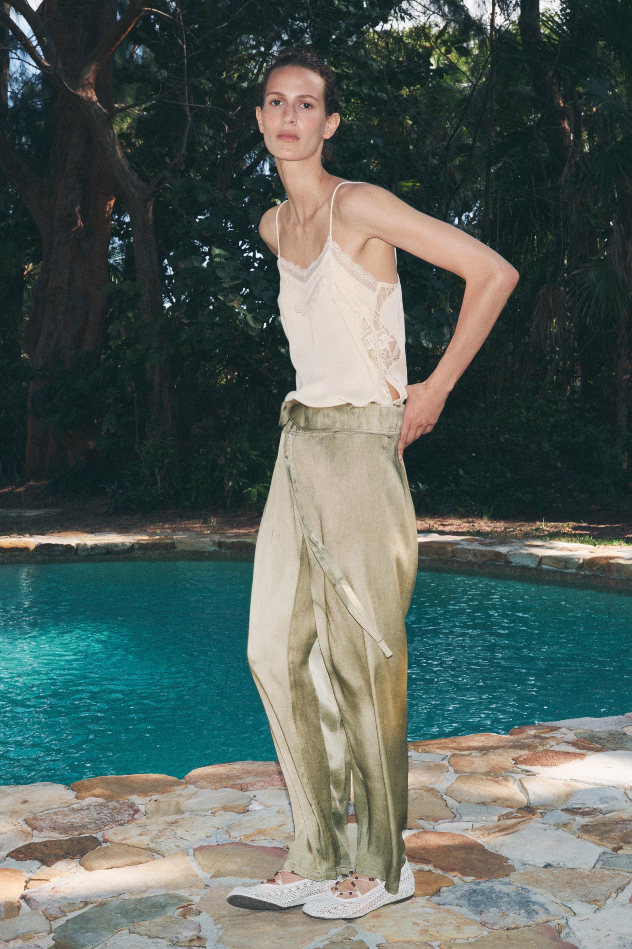 ZW COLLECTION FLOWING LOW-RISE TROUSERS