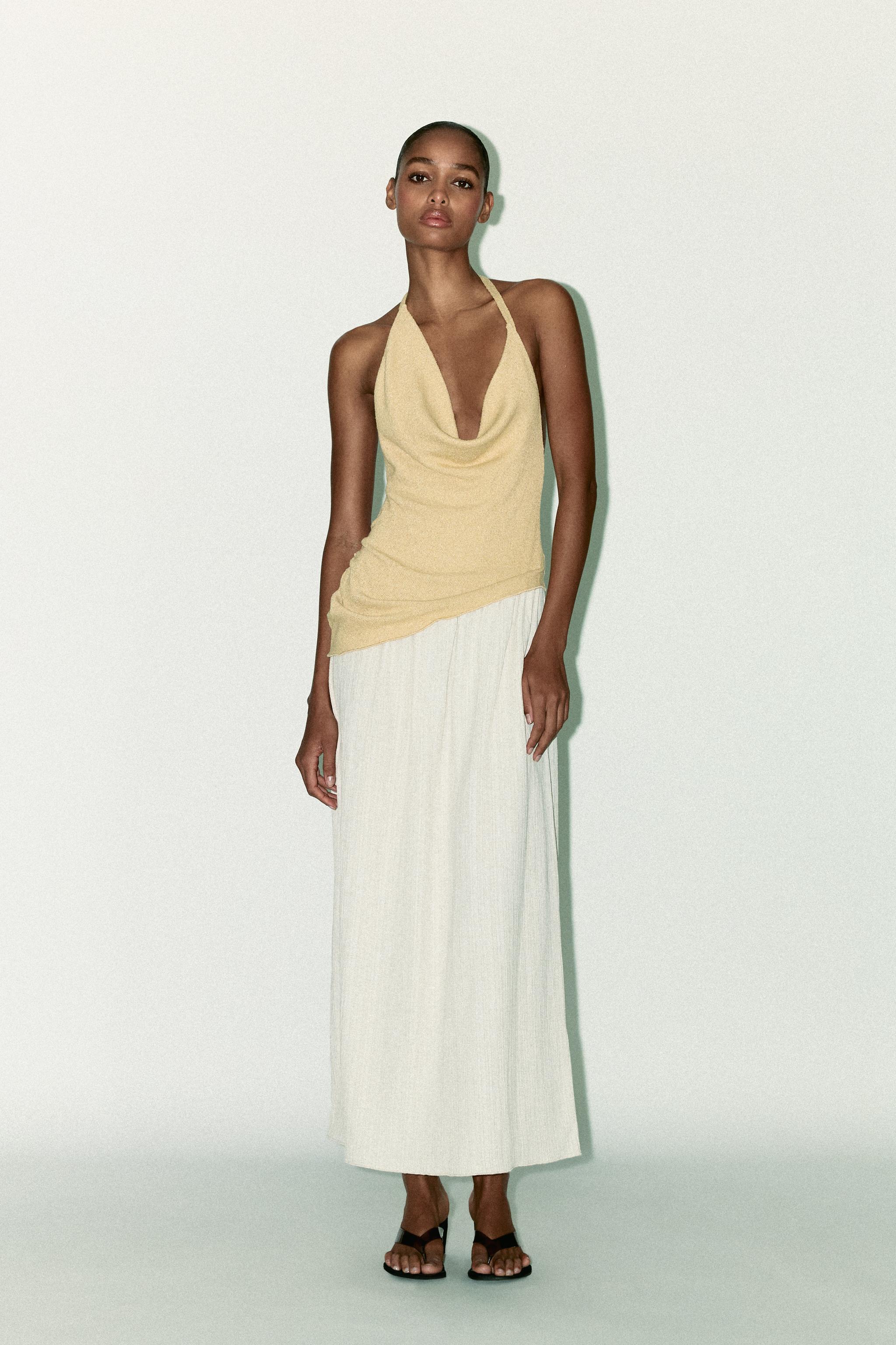 CONTRAST HALTER DRESS