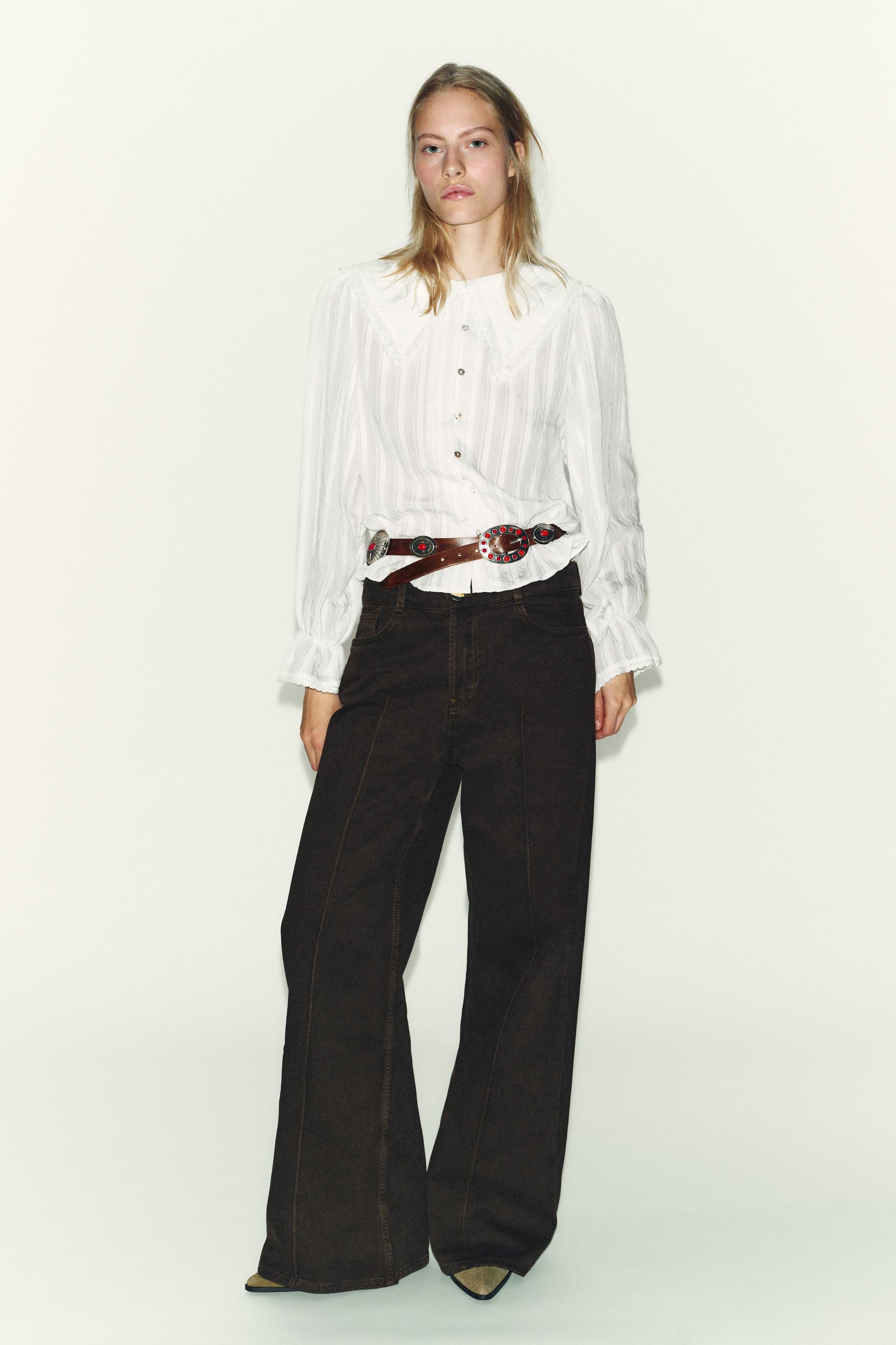 LACE TRIM PETER PAN COLLAR SHIRT