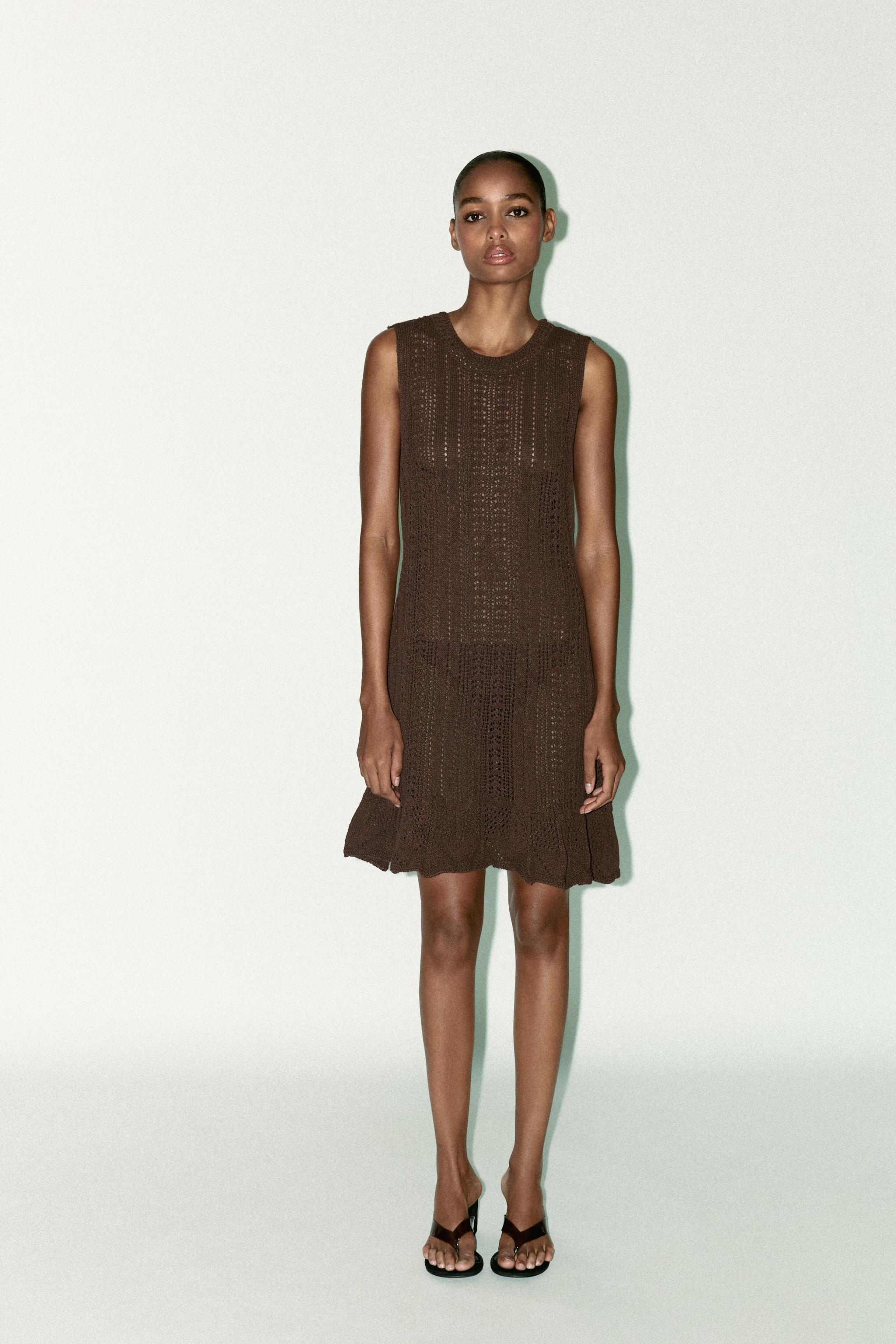 CROCHET KNIT MINI DRESS