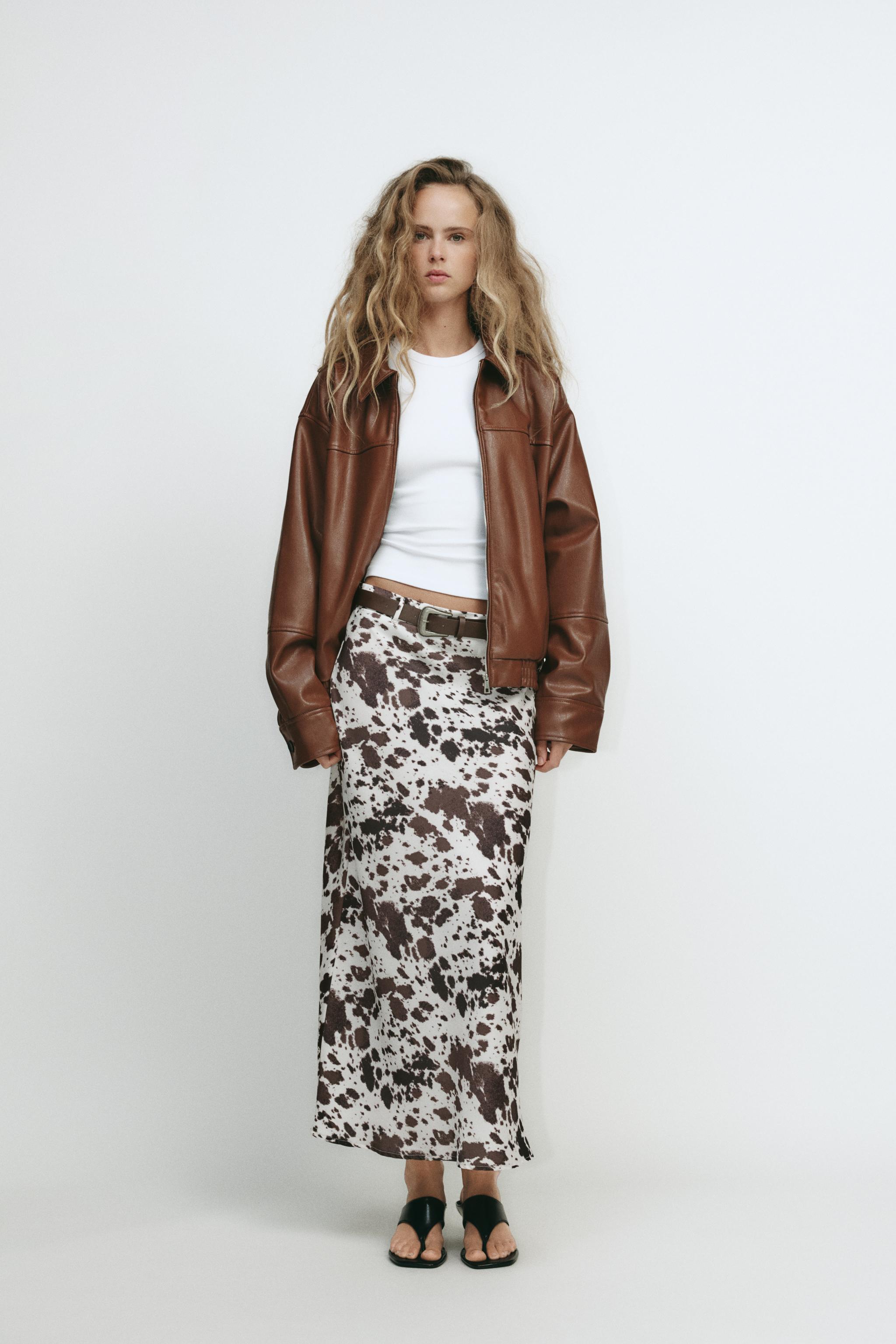 SATIN PRINT SKIRT WITH BELT