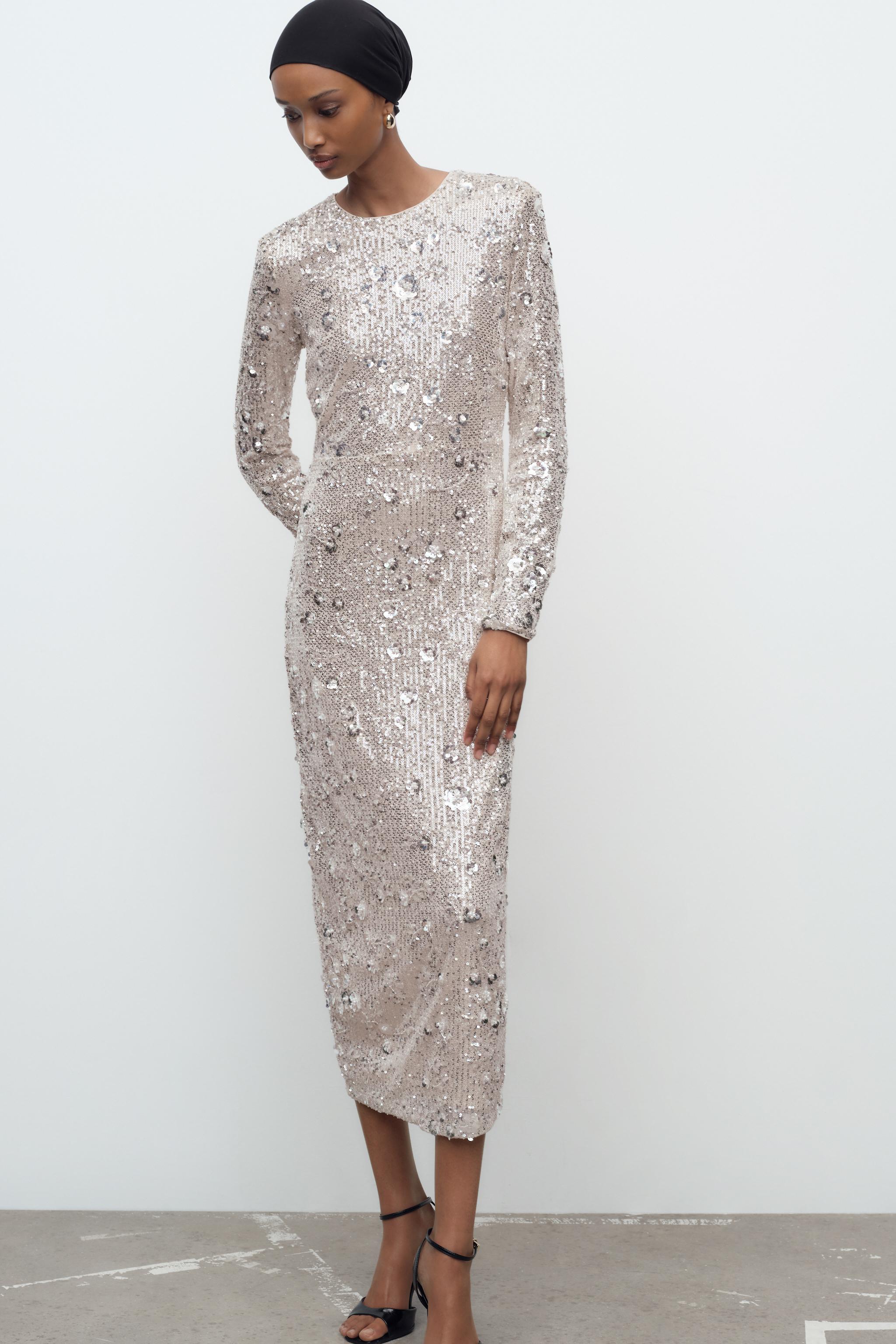 SEQUINNED MIDI DRESS