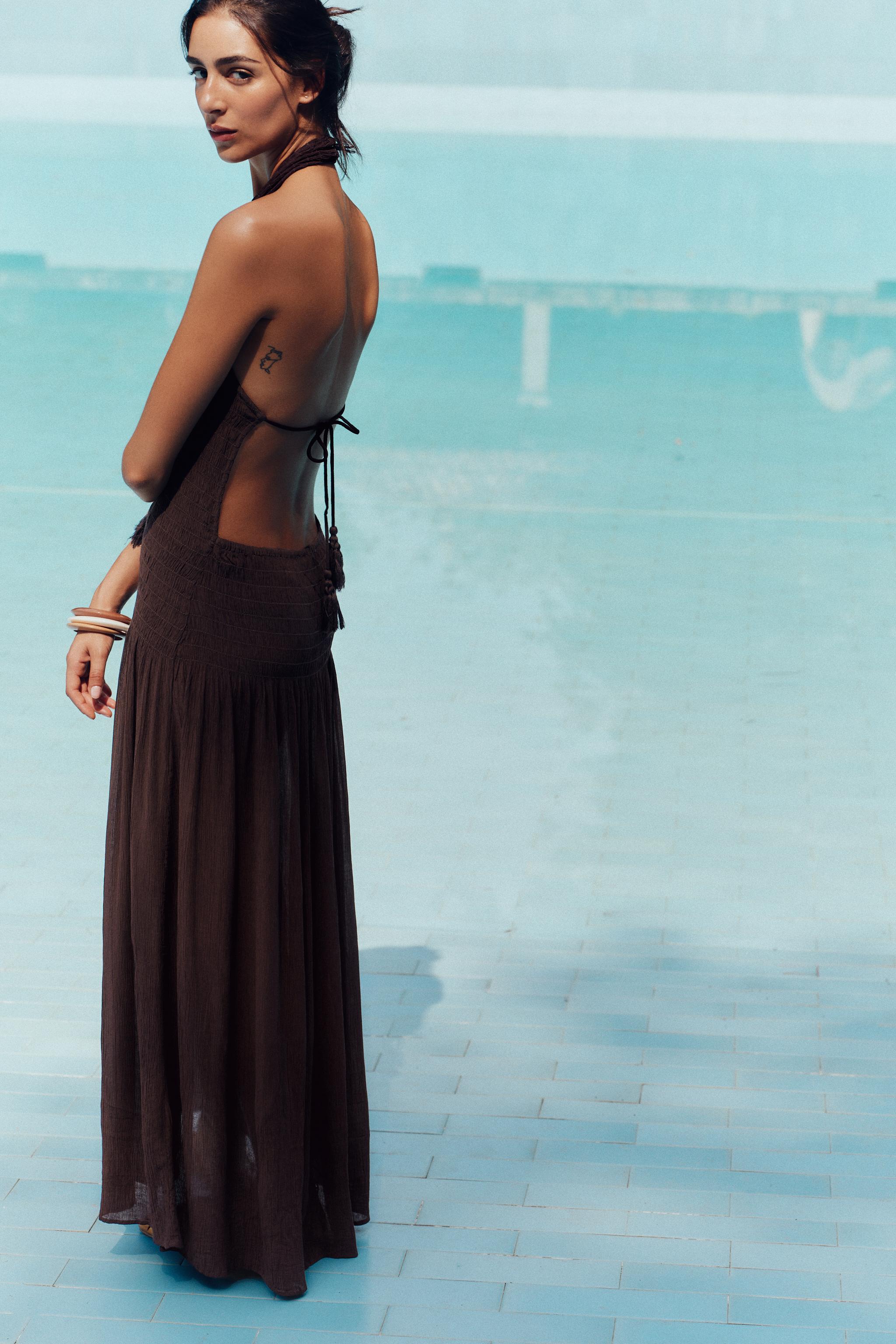 SMOCKED HALTER DRESS