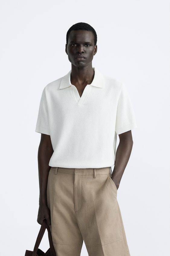 White zip best sale up polo shirt