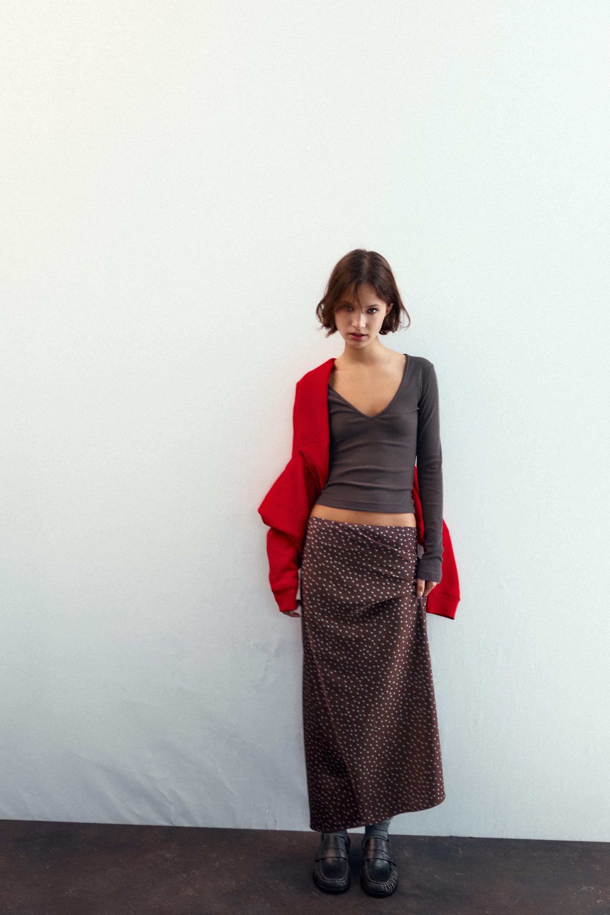 SATIN MIDI SKIRT