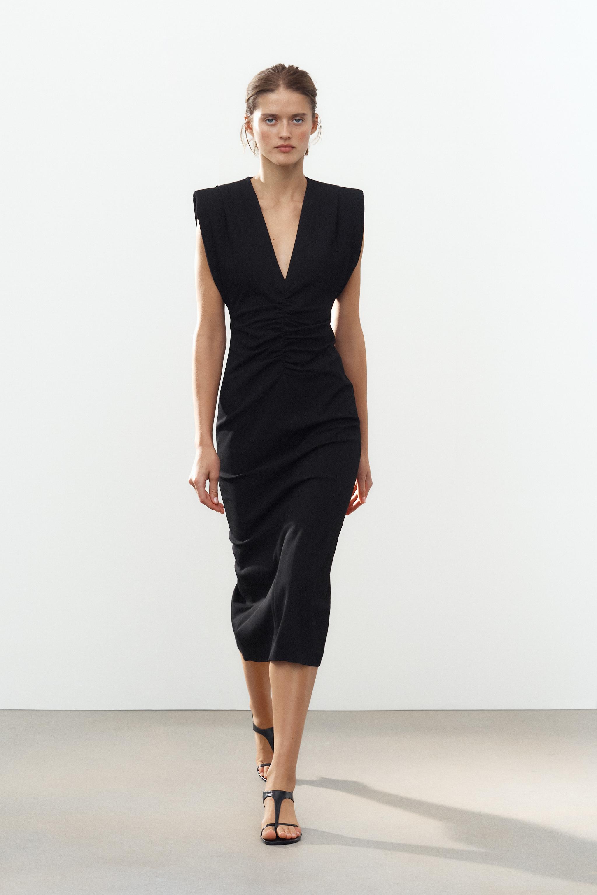 ZW COLLECTION MIDI DRESS WITH PADDED SHOULDERS