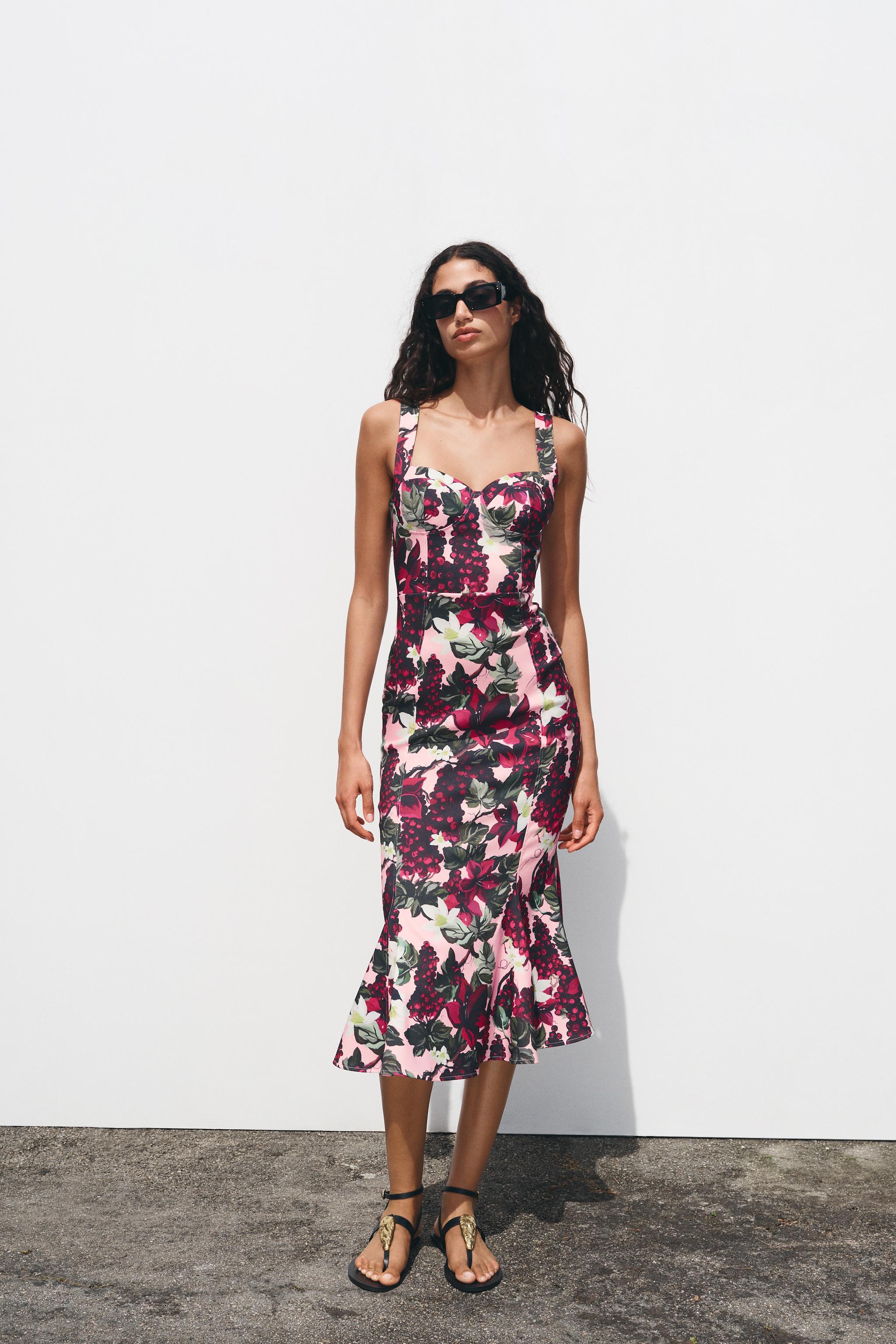 FLORAL GODET DRESS