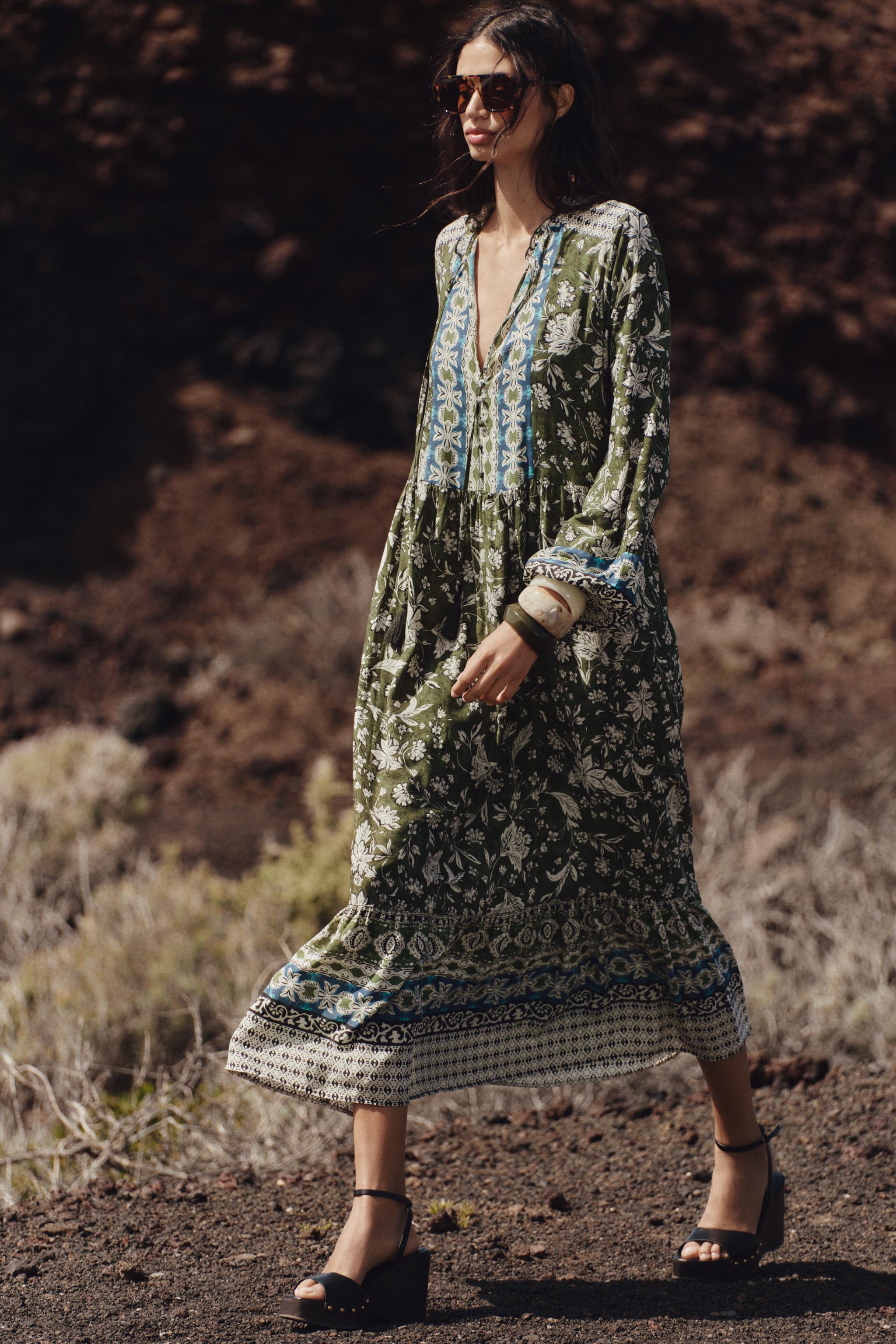 PRINTED MIDI DRESS