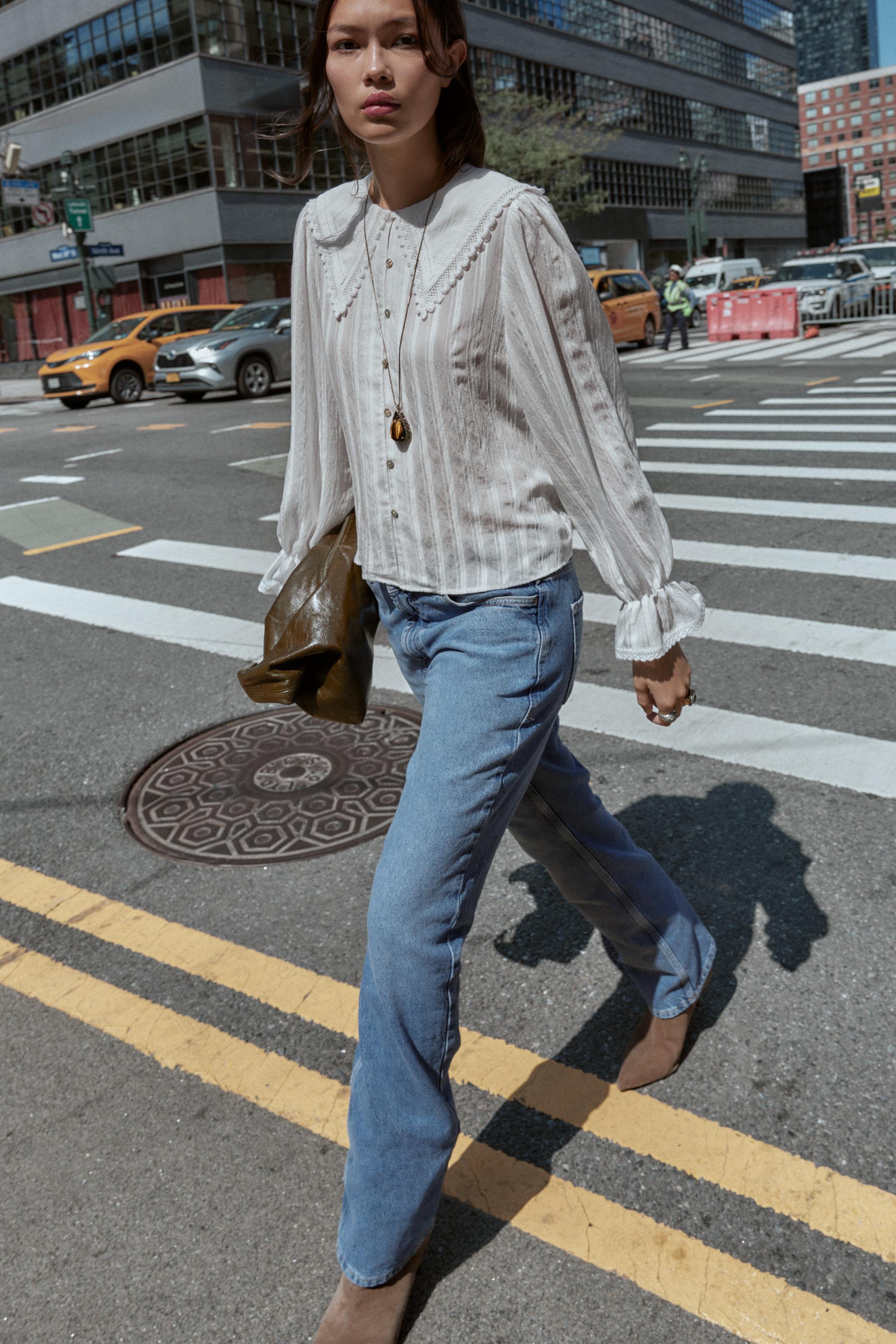 LACE TRIM PETER PAN COLLAR SHIRT