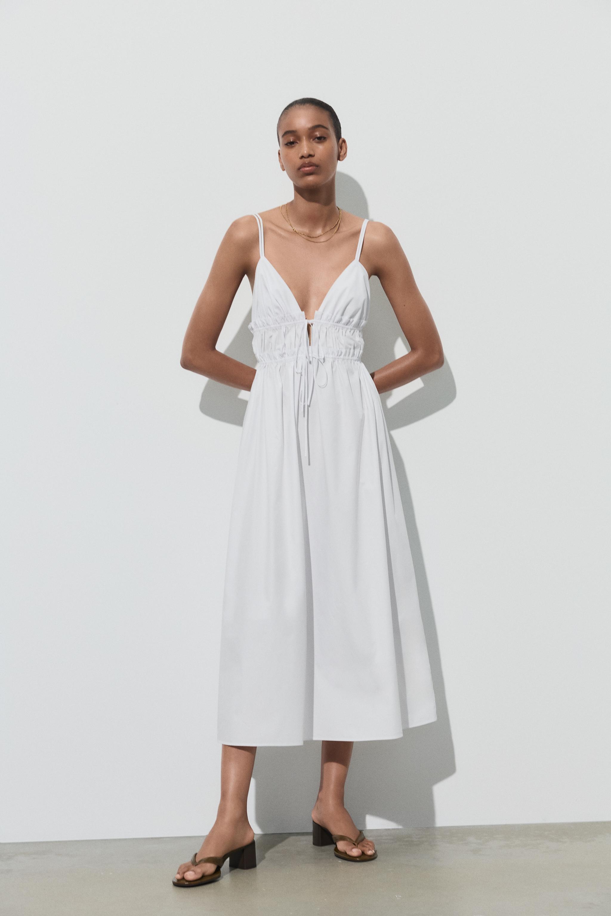 STRAPPY POPLIN MIDI DRESS