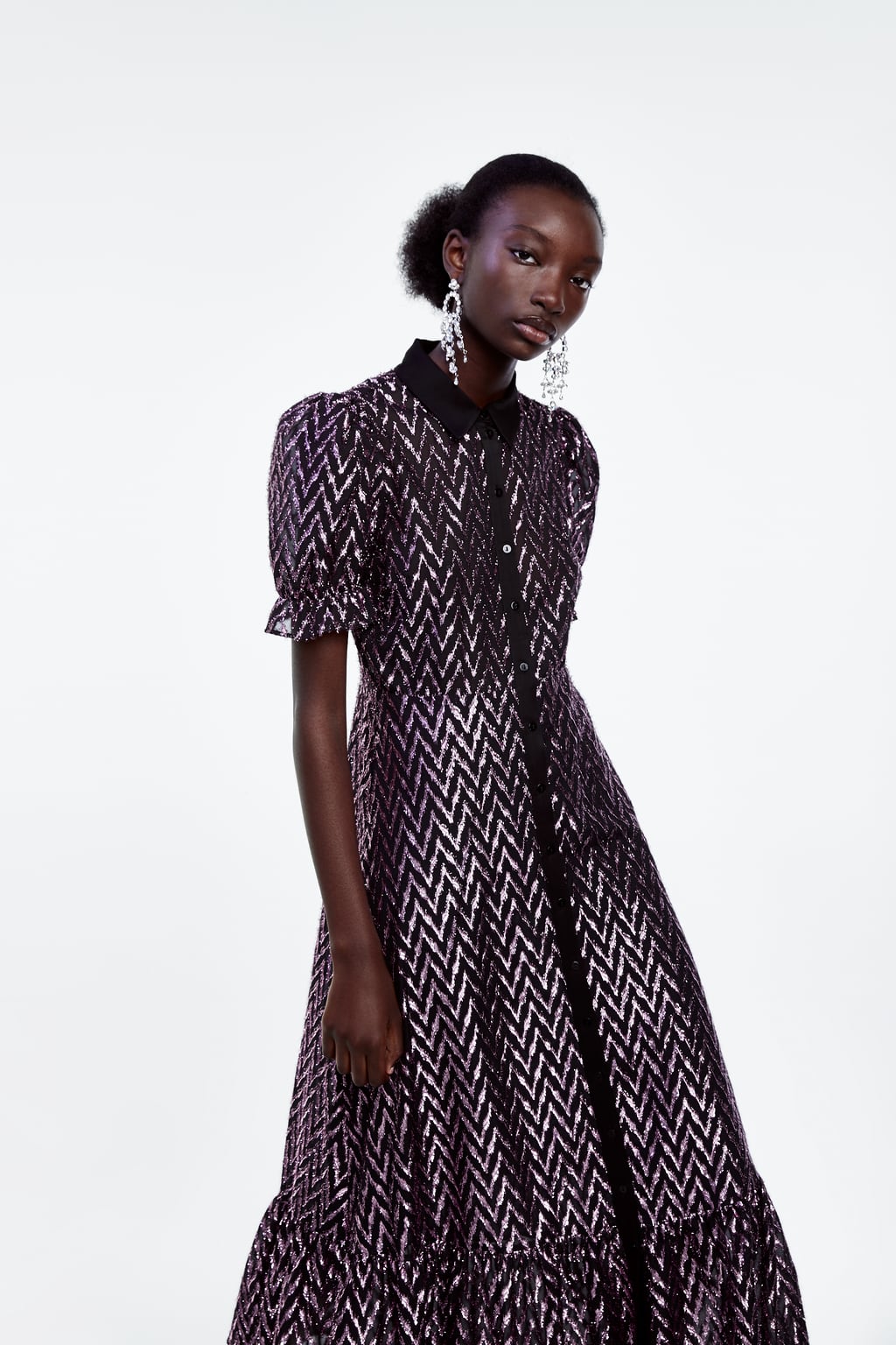 Image 2 of METALLIC THREAD DRESS from Zara
