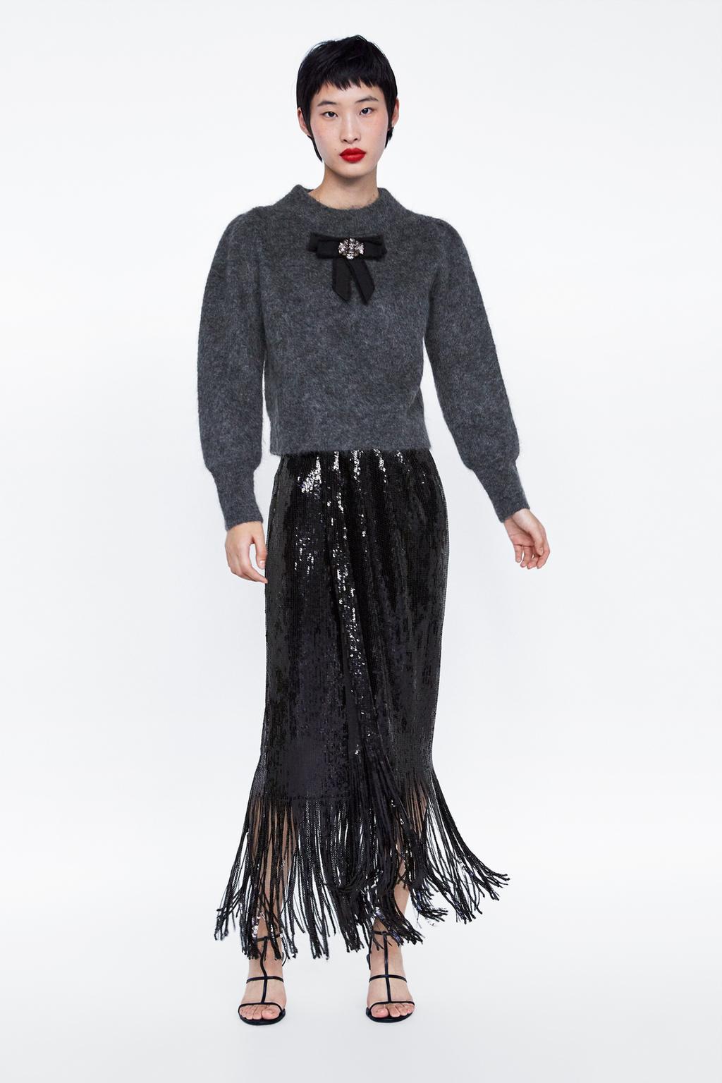 Bow soft-touch sweater