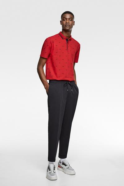 Nautical print polo shirt