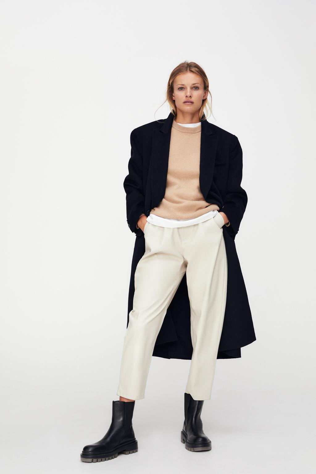 Faux leather baggy trousers