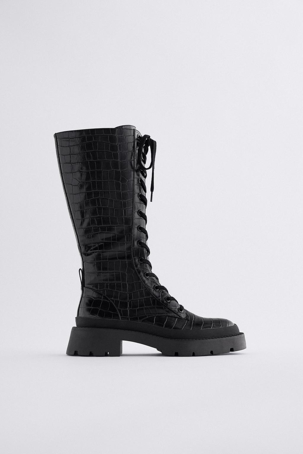 Lace-up knee-high boots