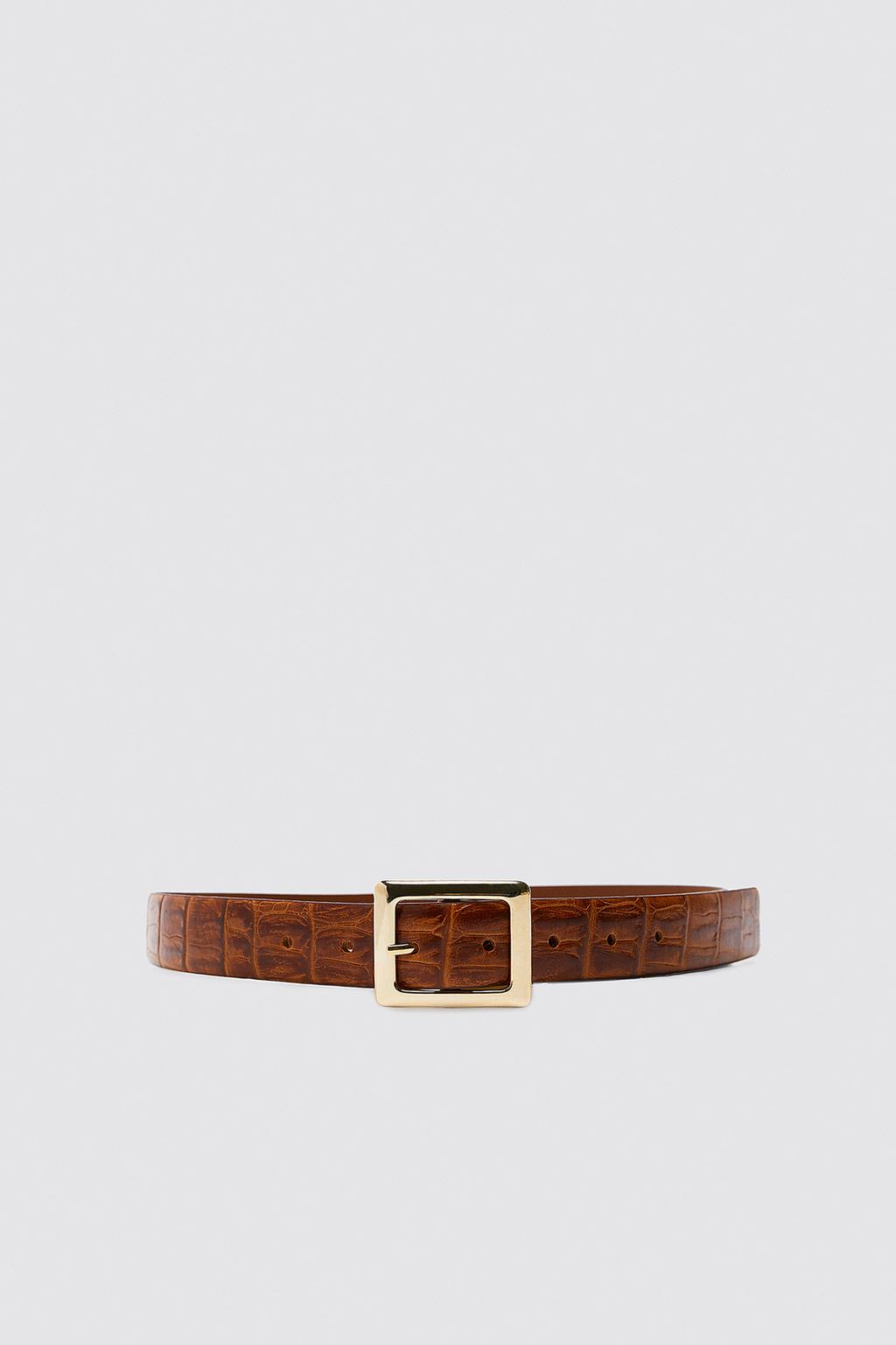 Embossed leather belt