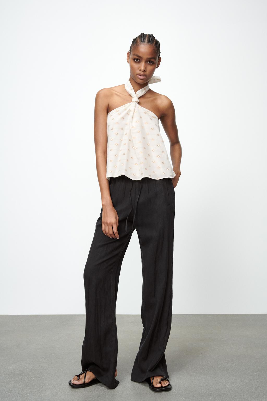 Jacquard halterneck top