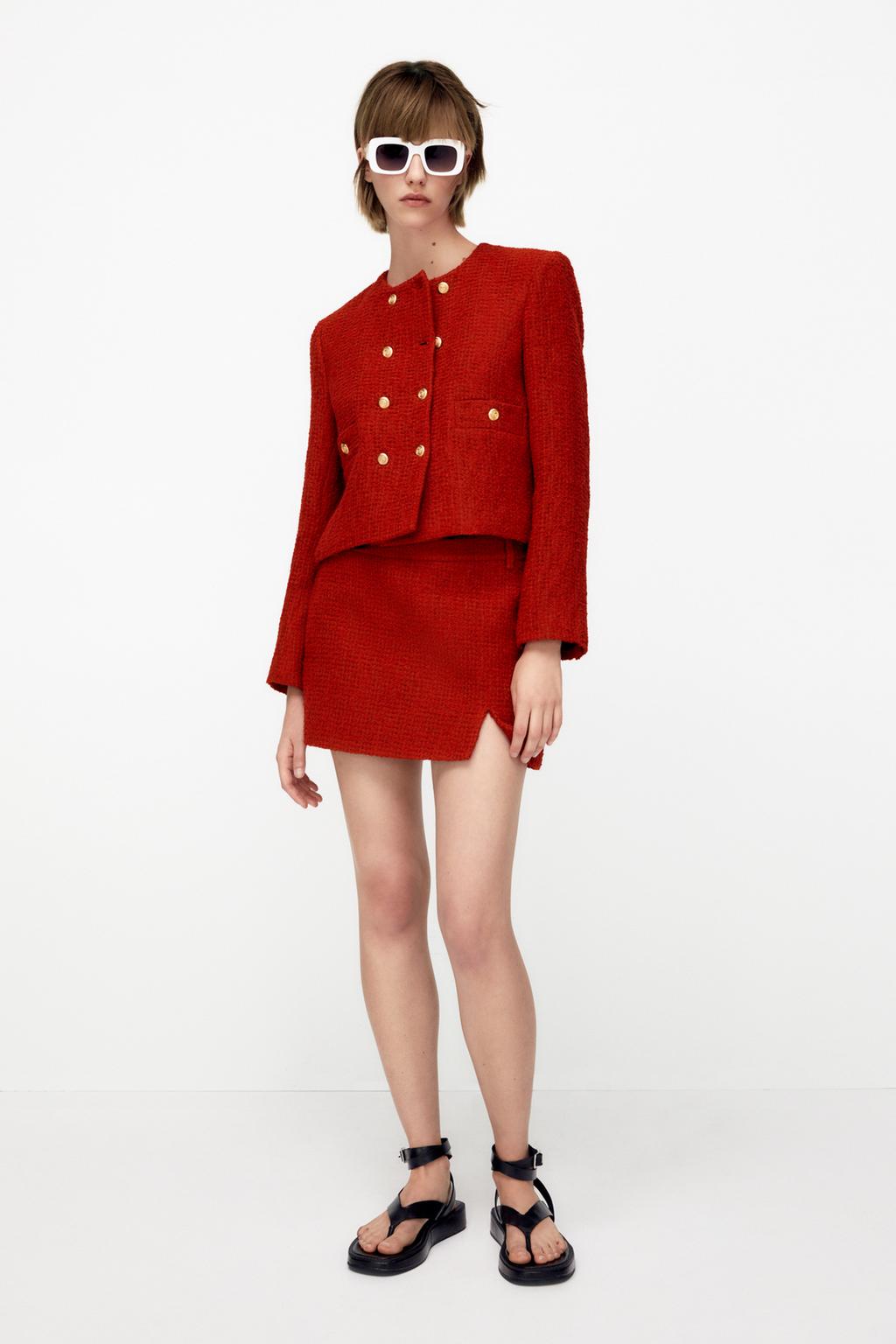 Textured double-breasted jacket