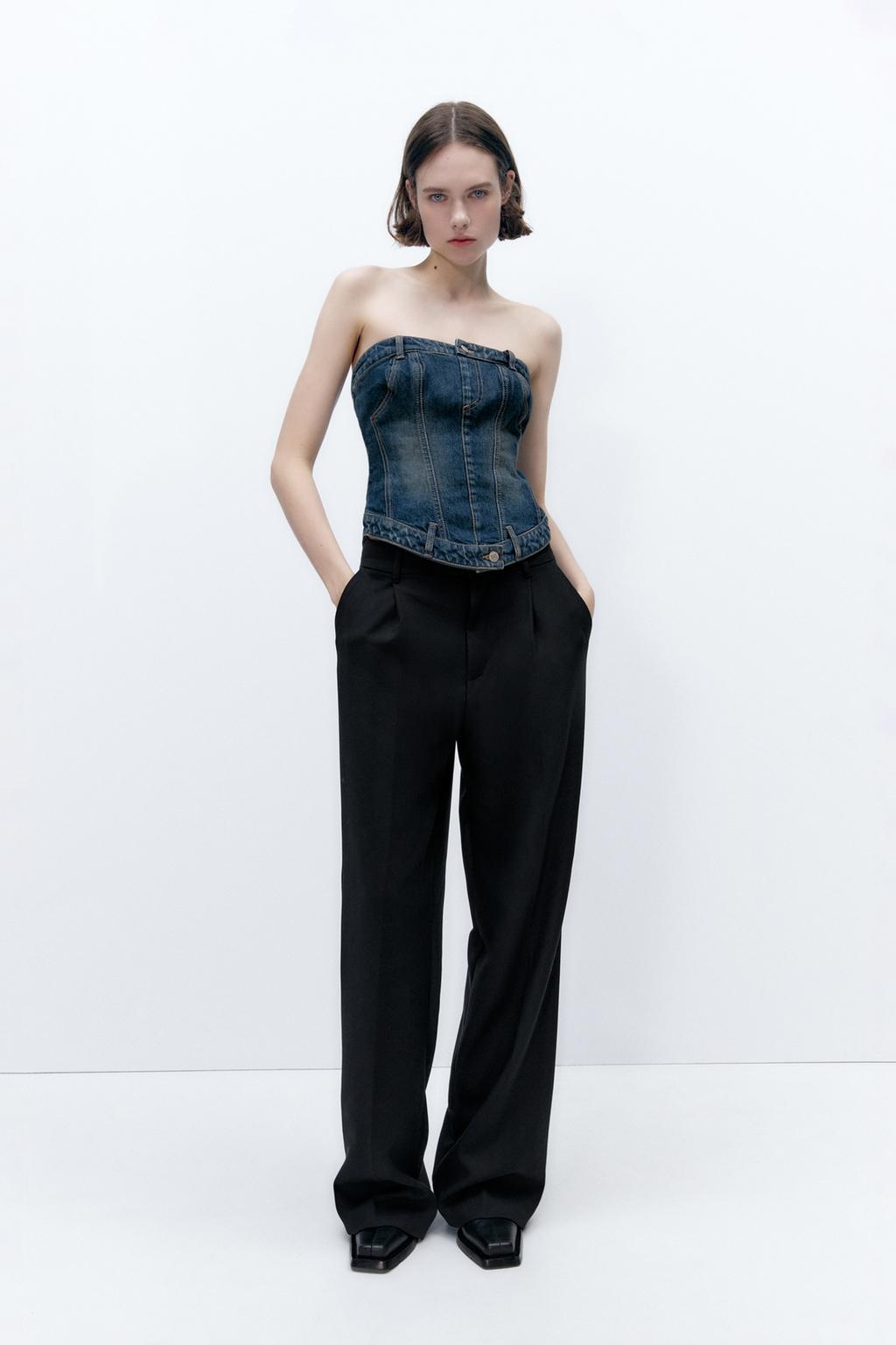 Corset-inspired denim top