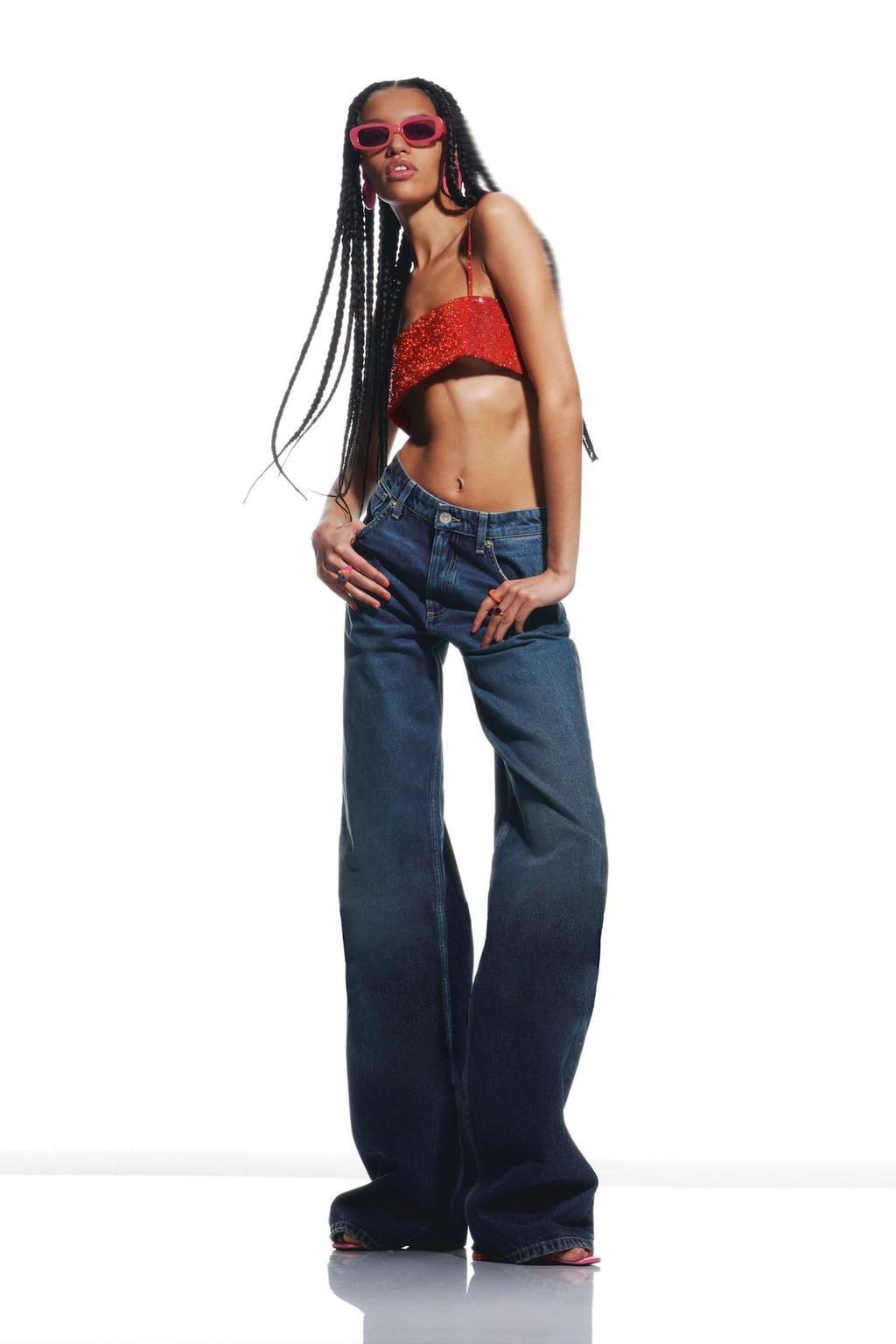 Zara vajaamittainen kiiltävä toppi / crop top