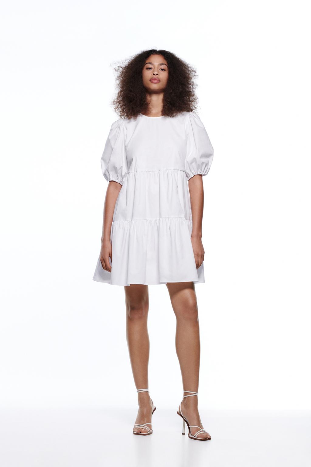 Poplin tiered dress