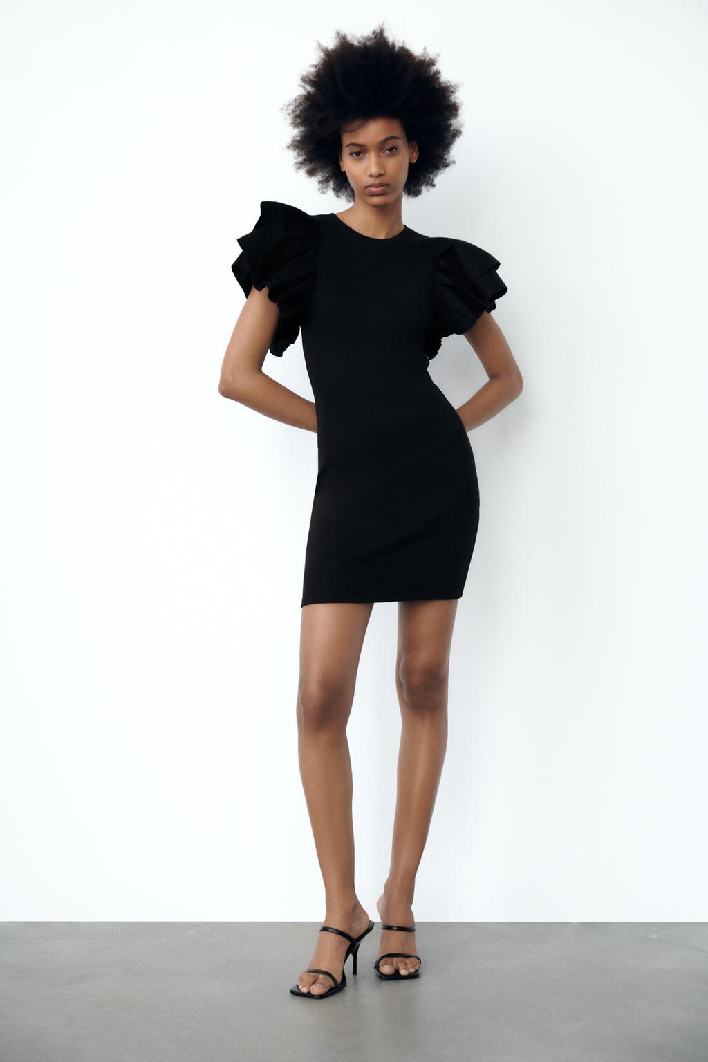 Ribbed frill dress