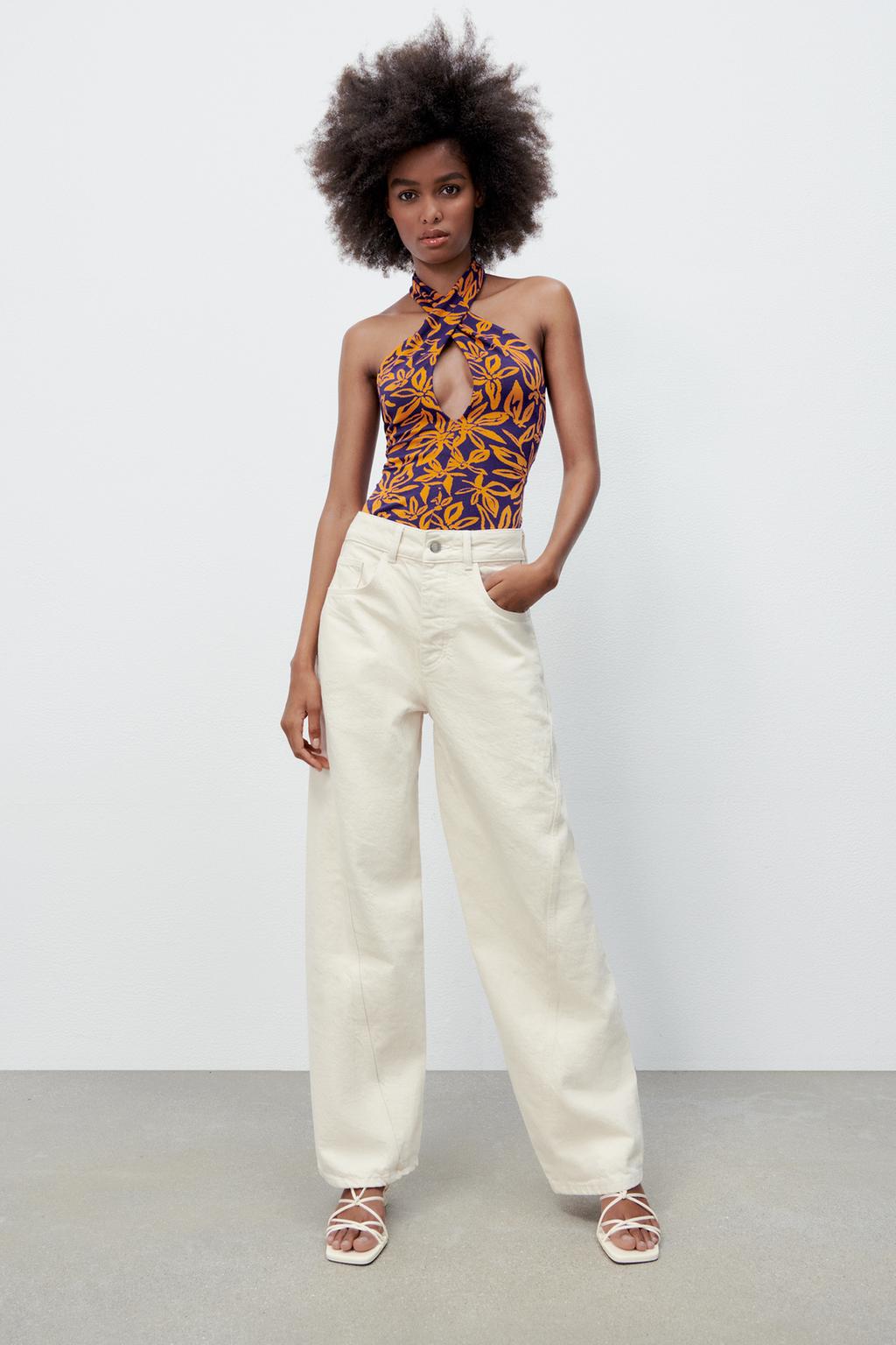 Jacquard halterneck bodysuit