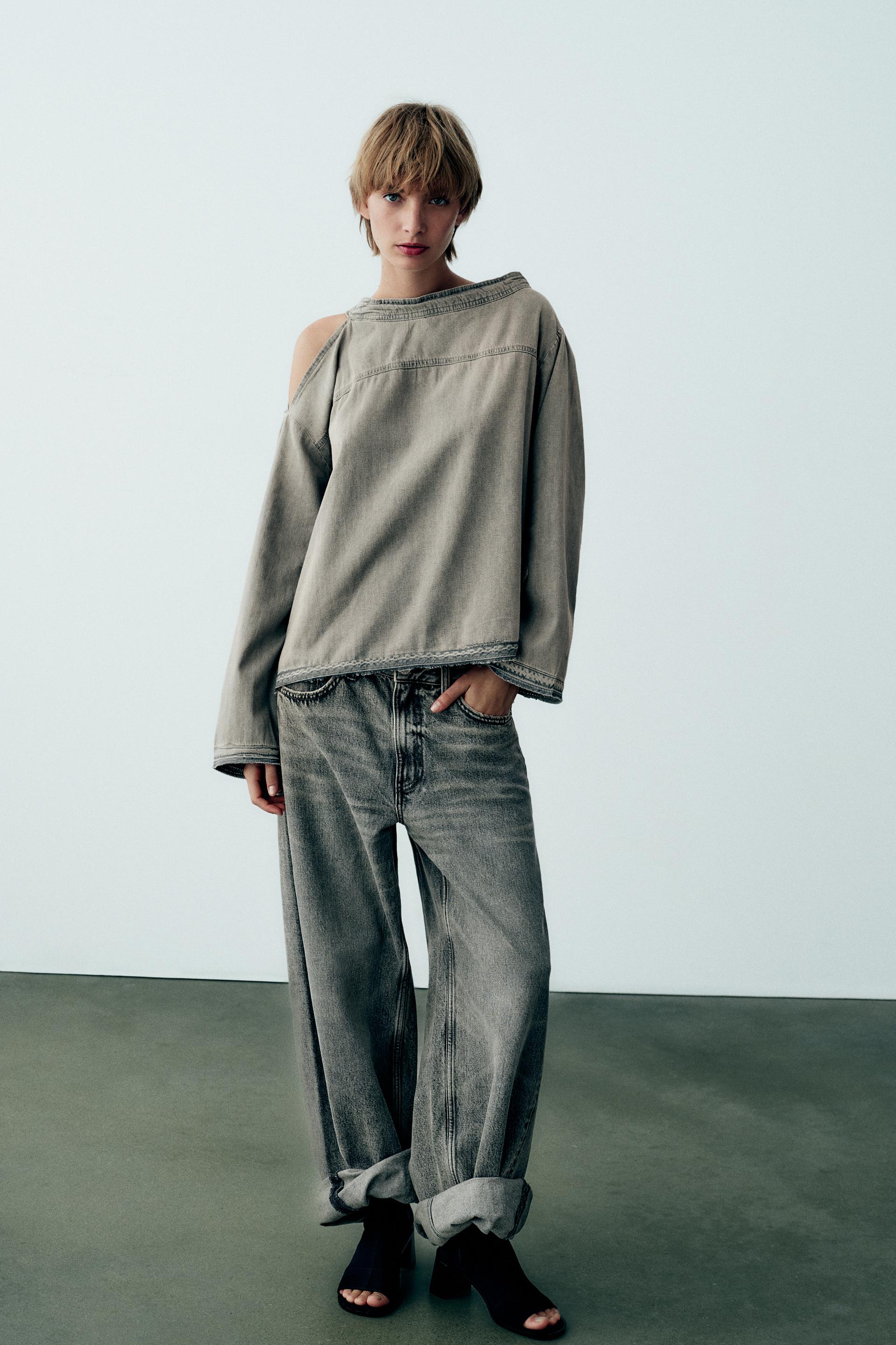 Off-the-shoulder denim top