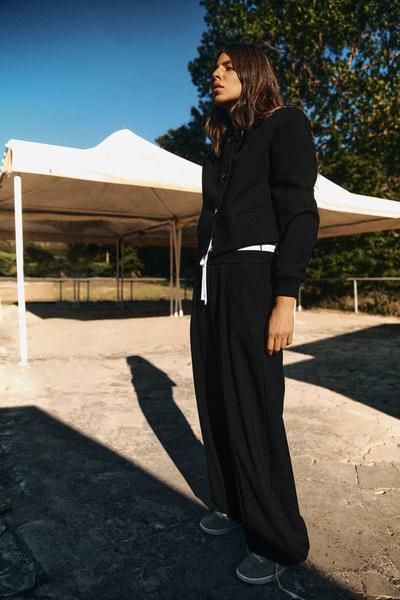 Wide pants double waistband