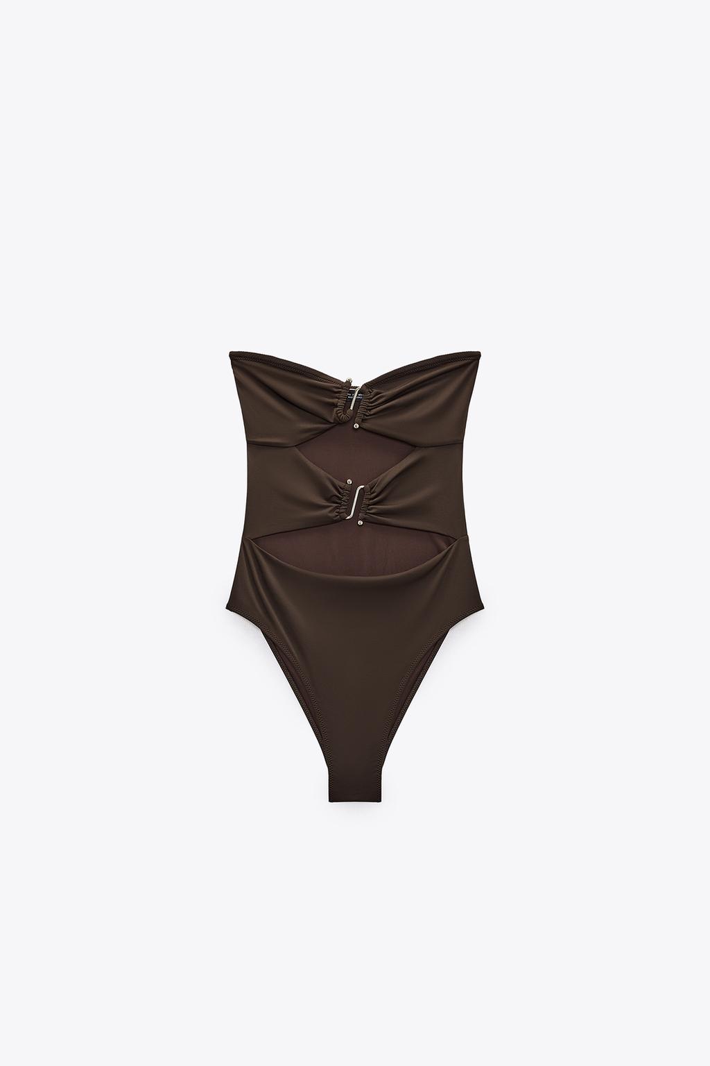 Strapless cut-out swimsuit