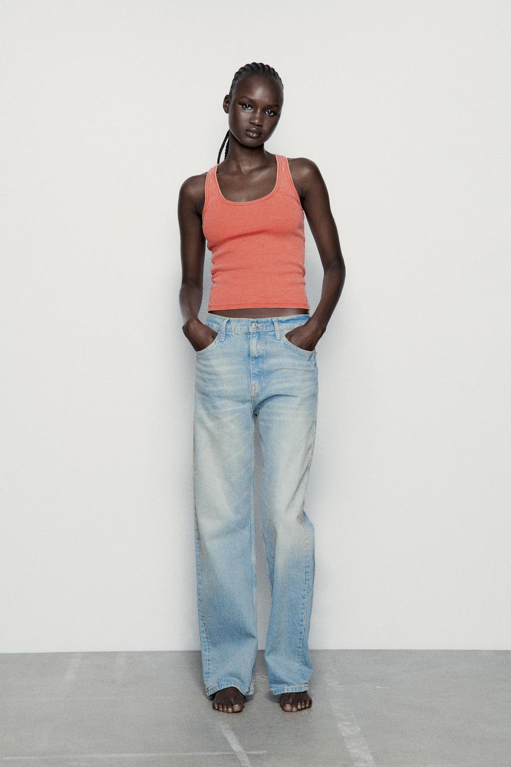 Ribbed faded-effect top