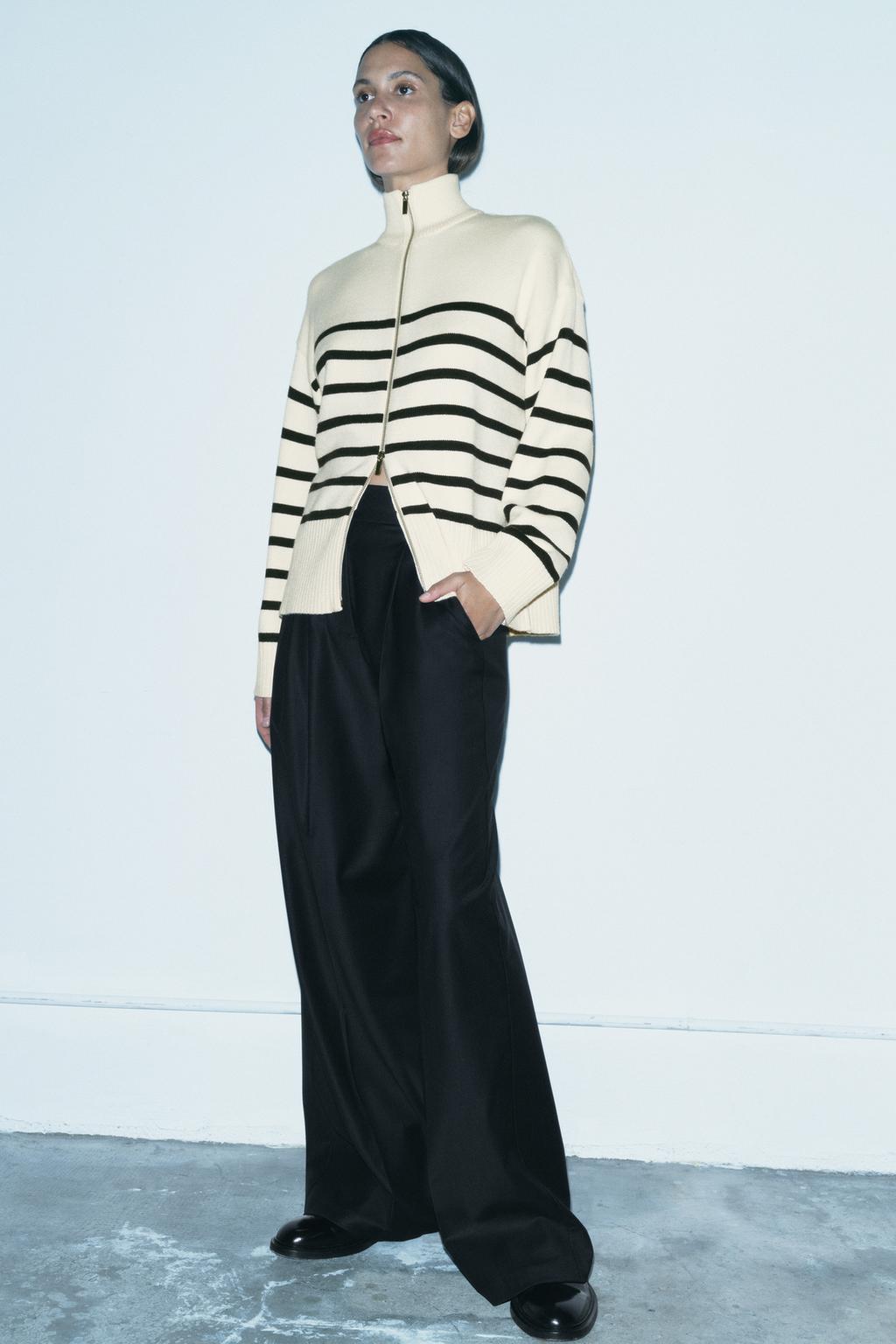 Striped knit cardigan