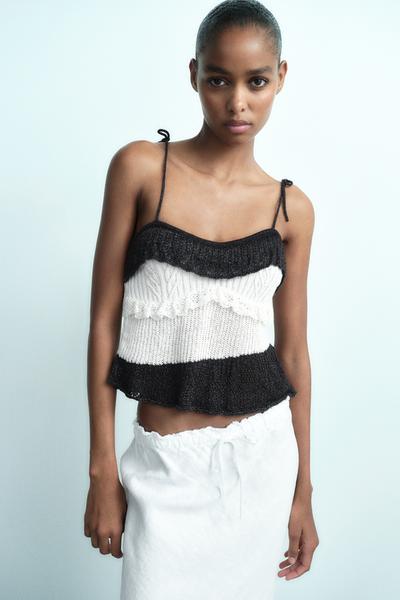 Lace edge knit top
