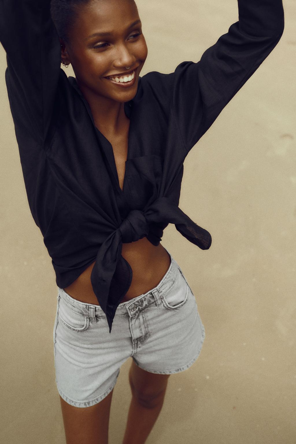 Mom-fit high-waist shorts