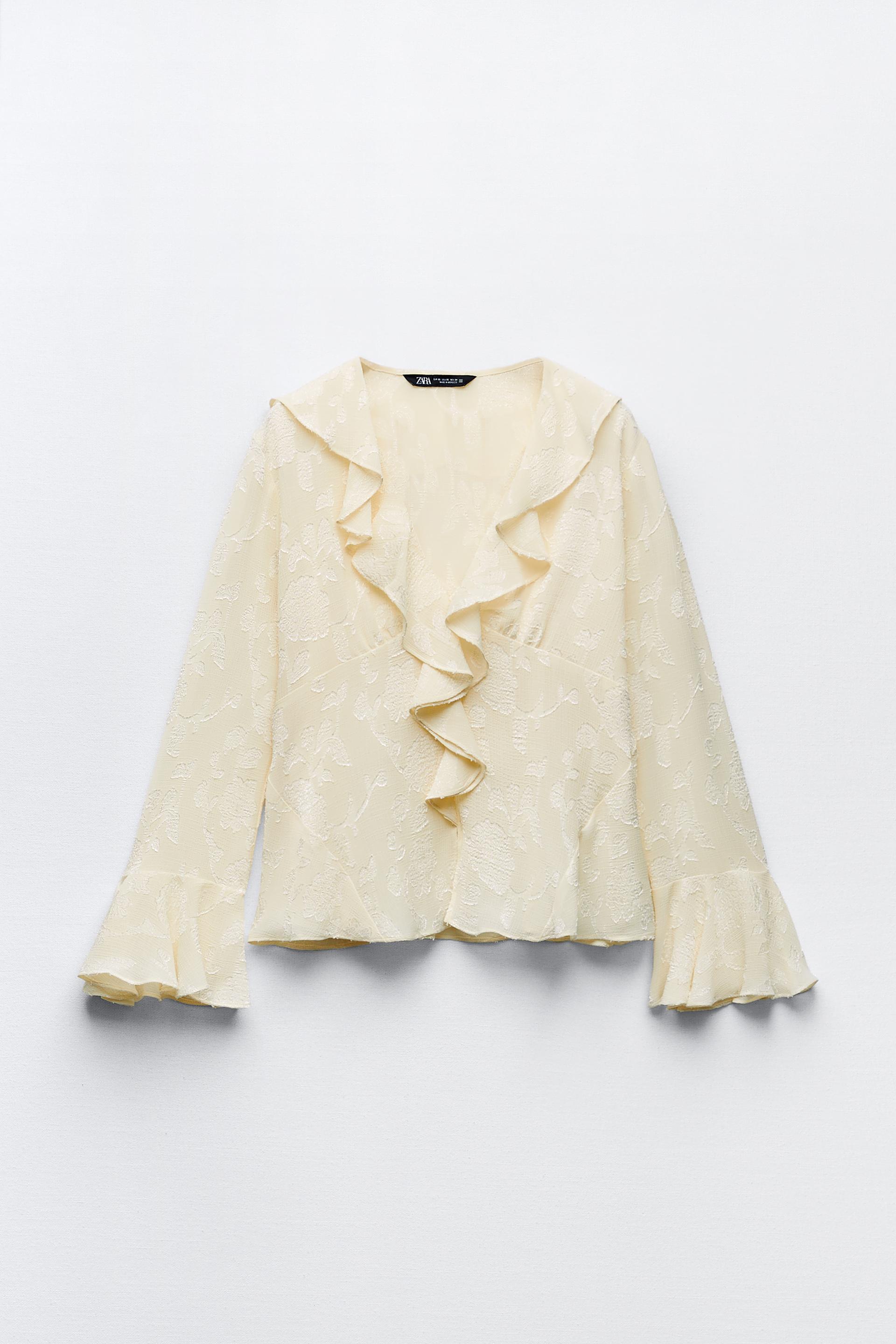 Jacquard ruffle blouse