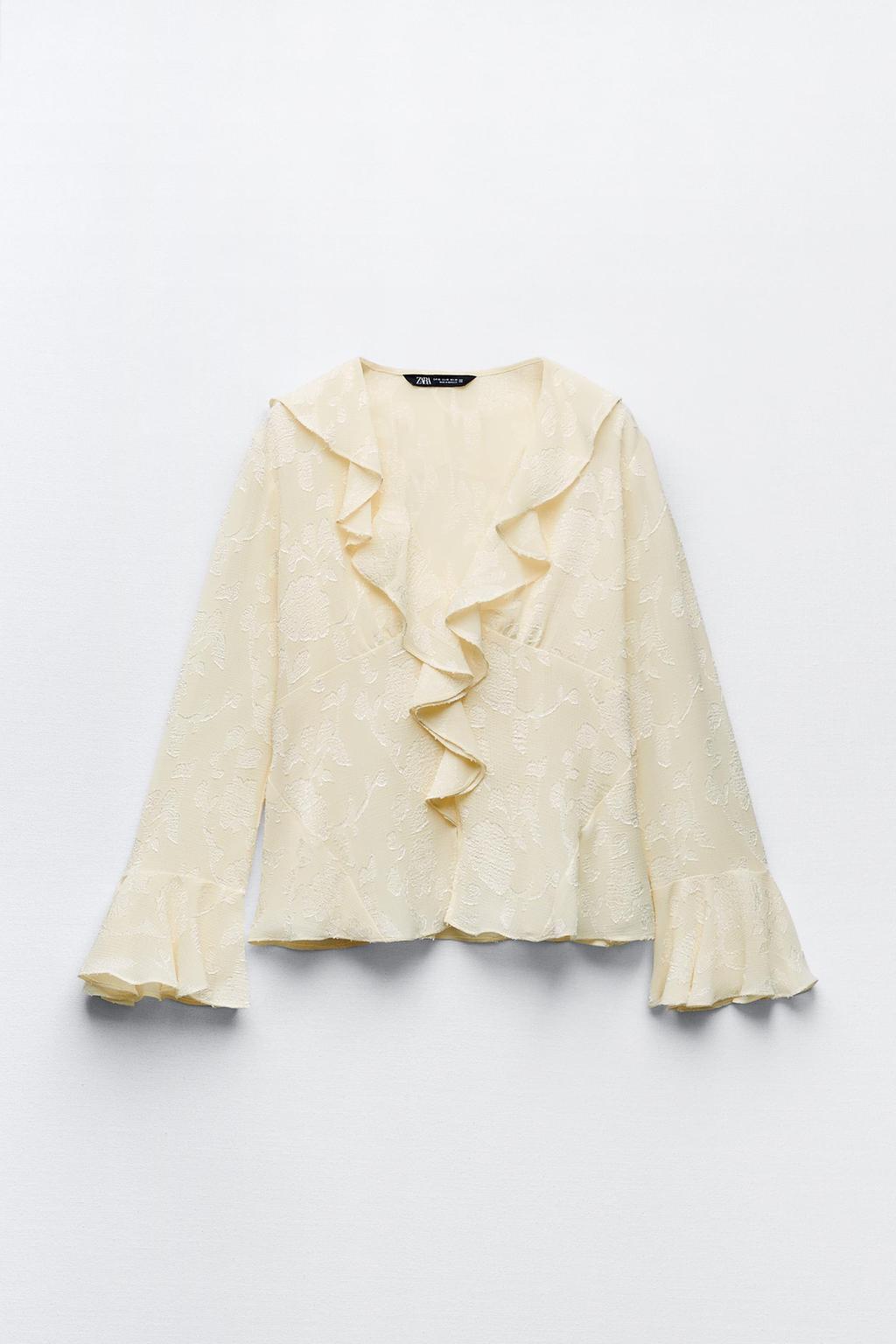 Jacquard ruffle blouse