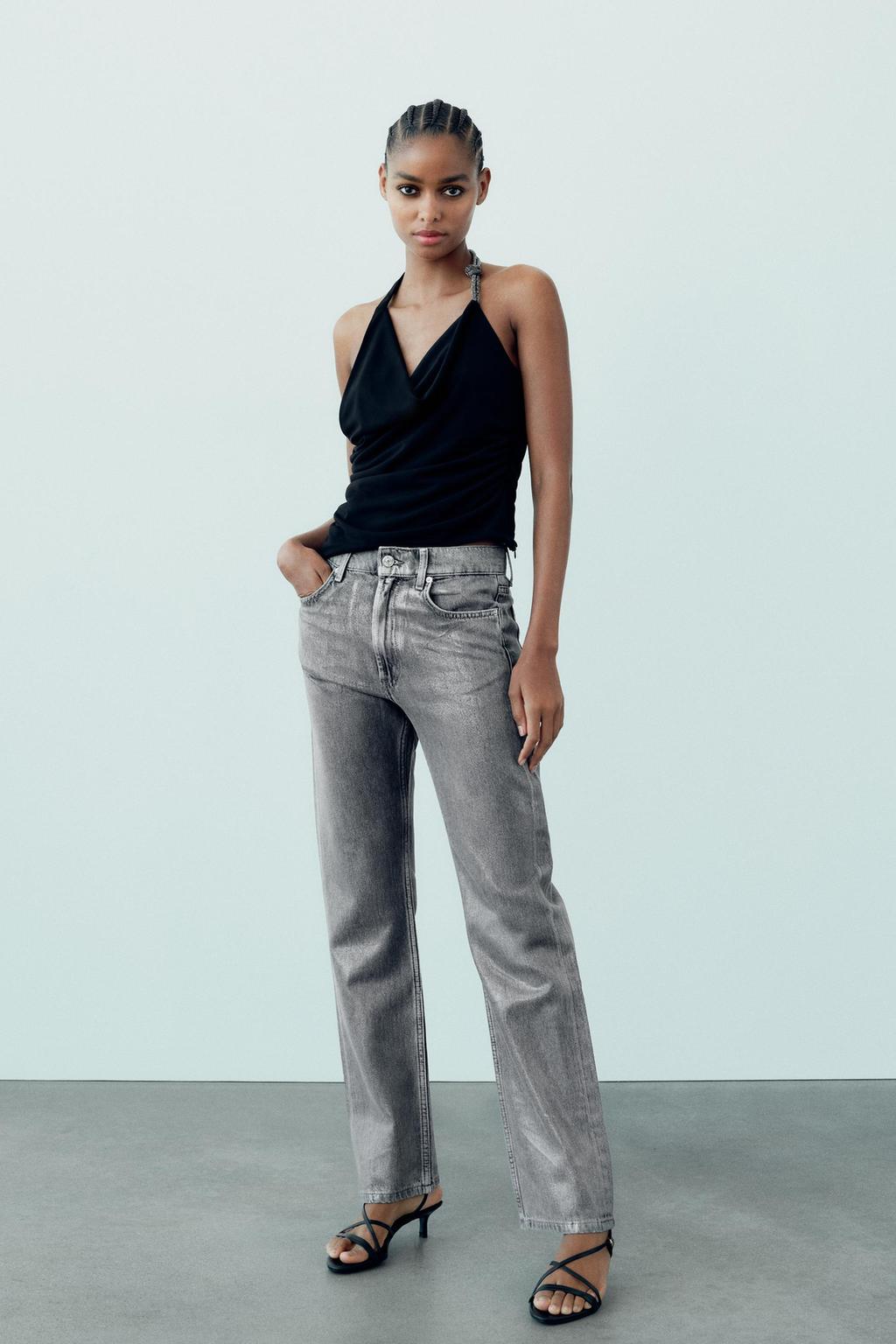 Shiny draped top