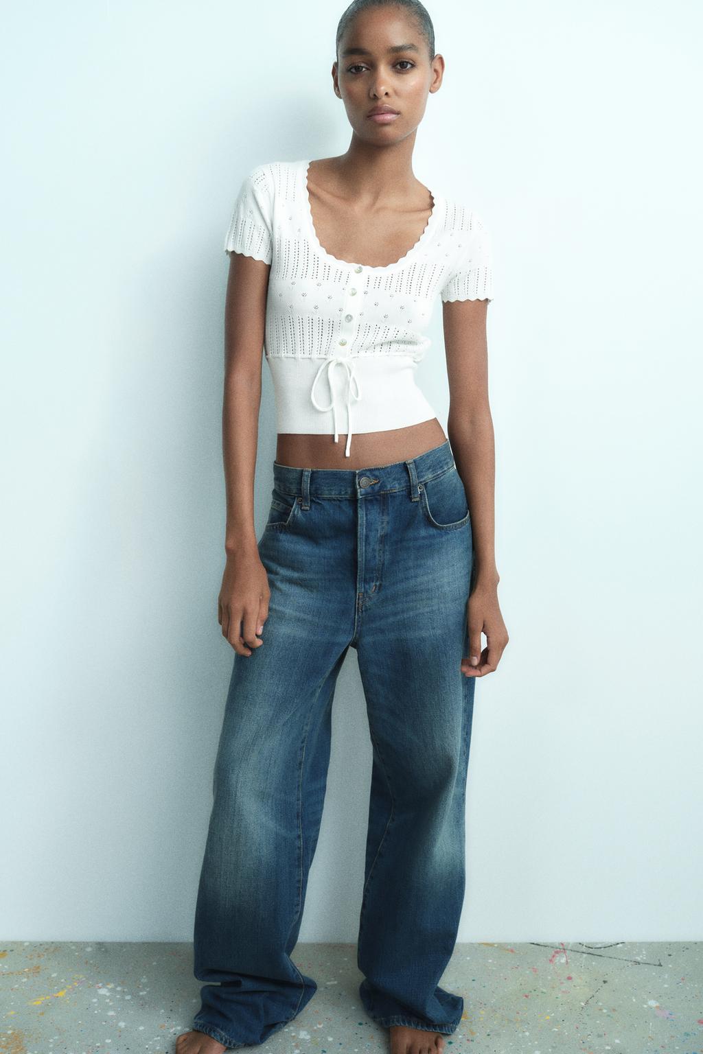 Pointelle Knit Tie Top