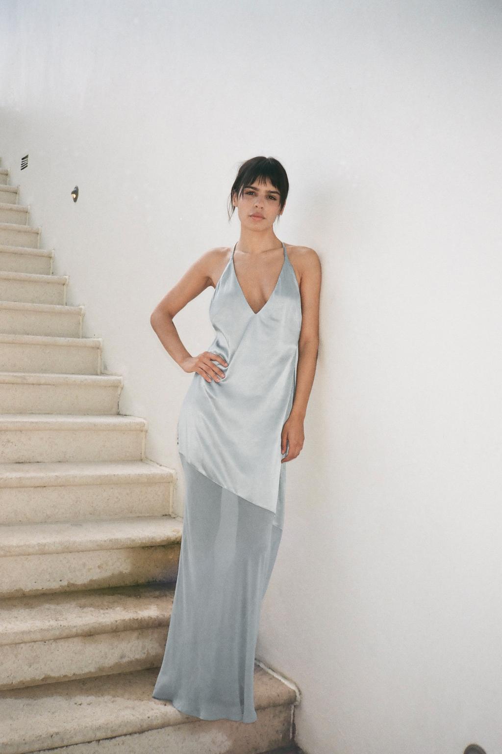 Combined satin dress